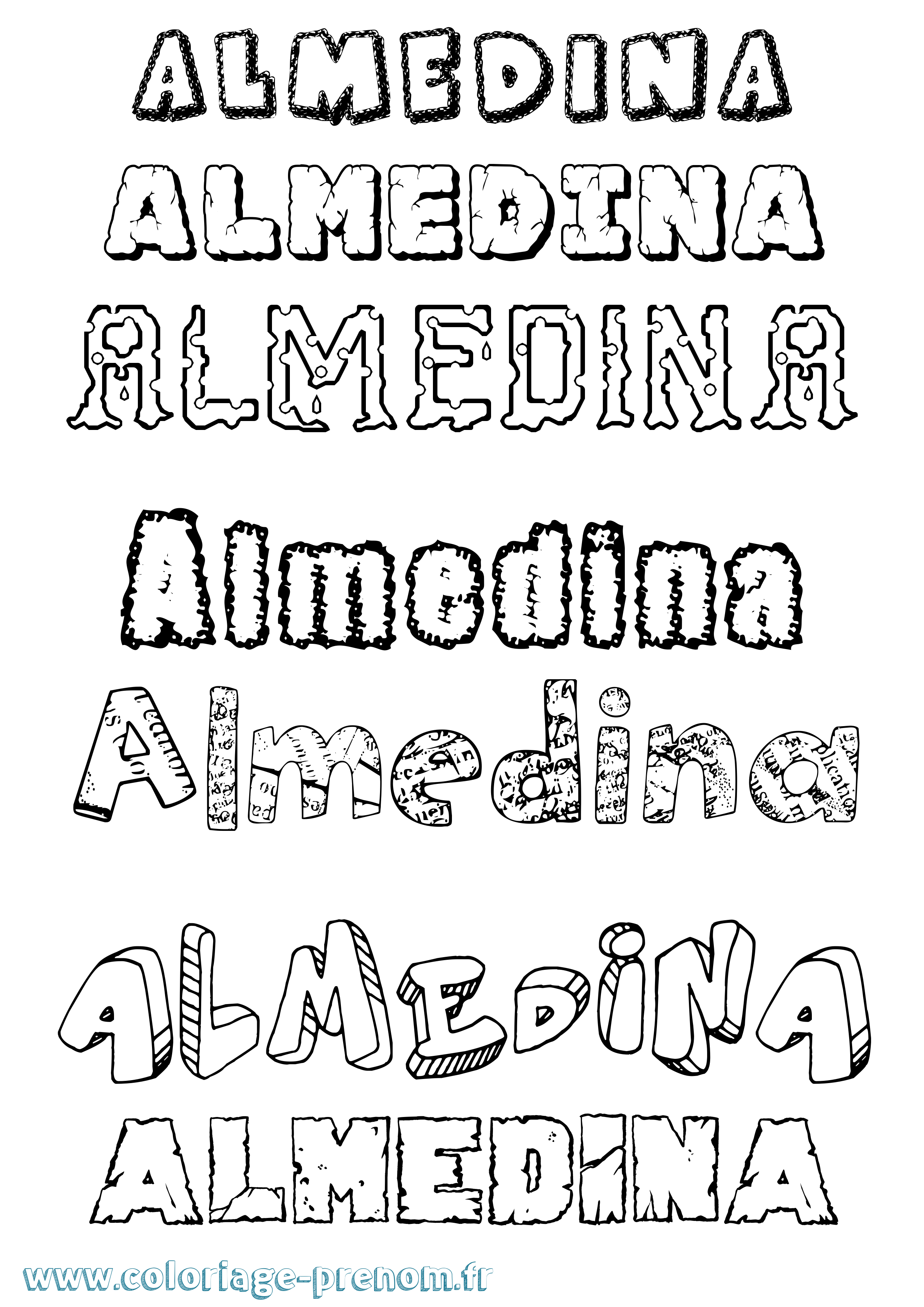 Coloriage prénom Almedina Destructuré