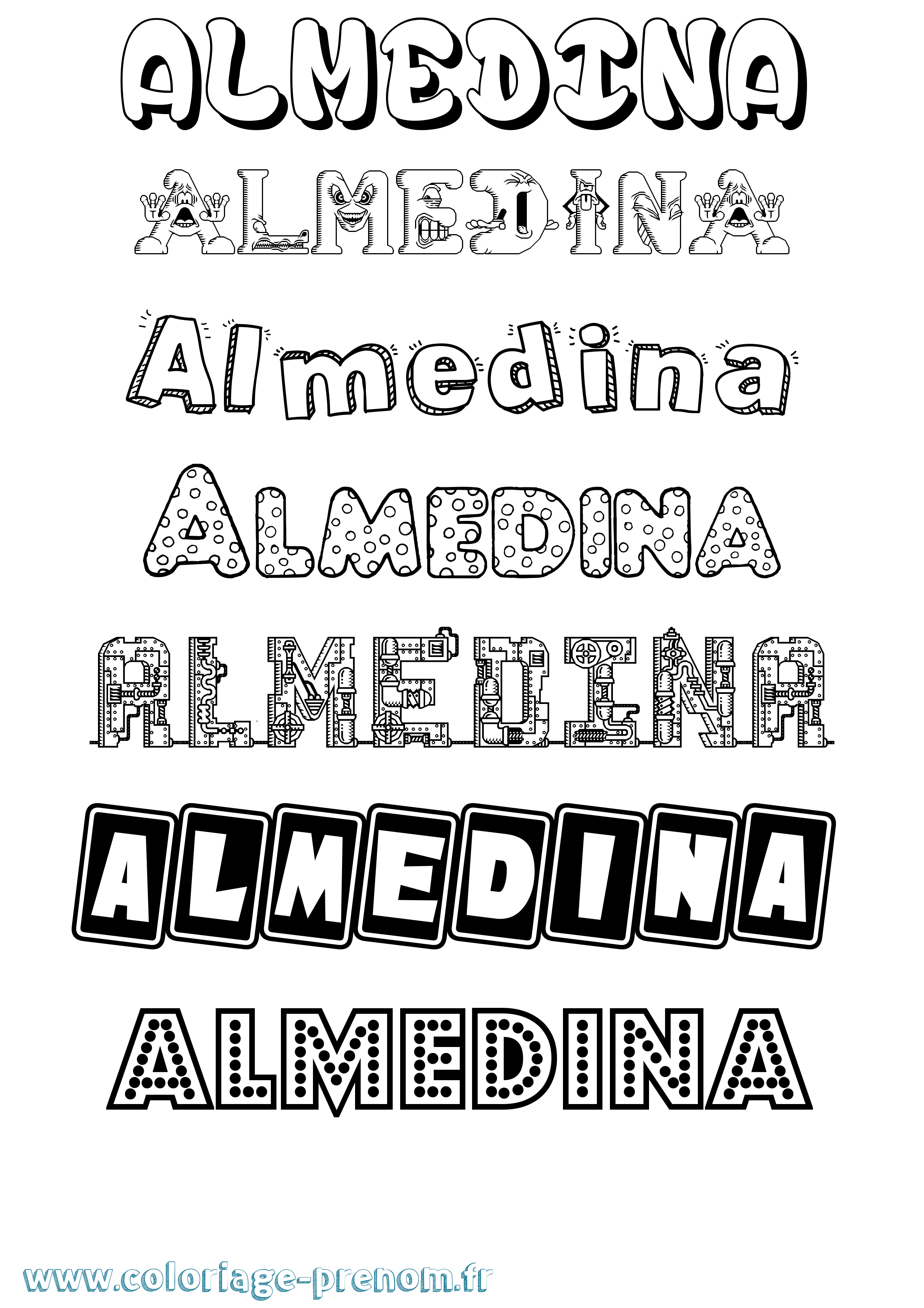 Coloriage prénom Almedina Fun