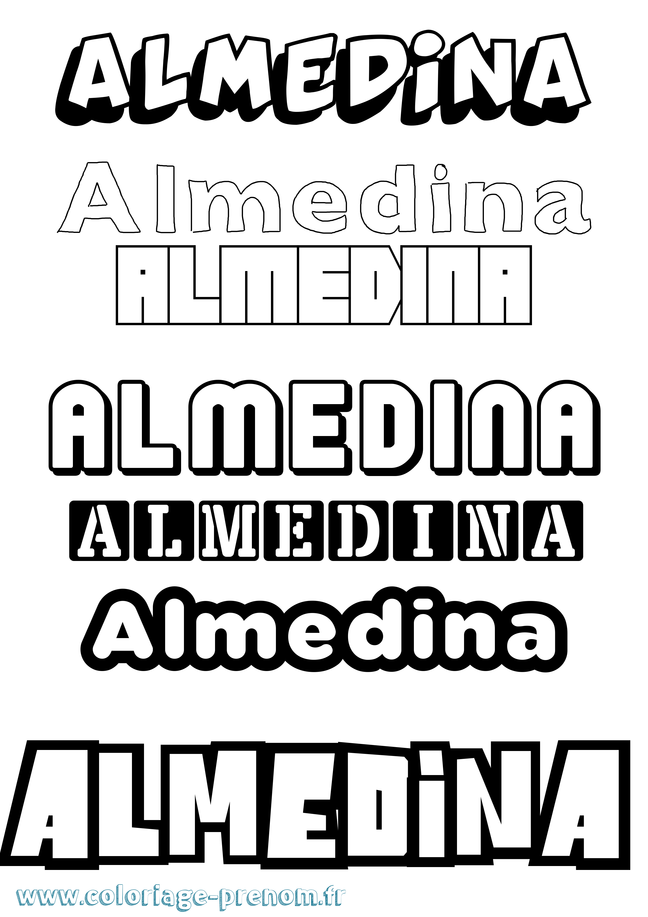 Coloriage prénom Almedina Simple