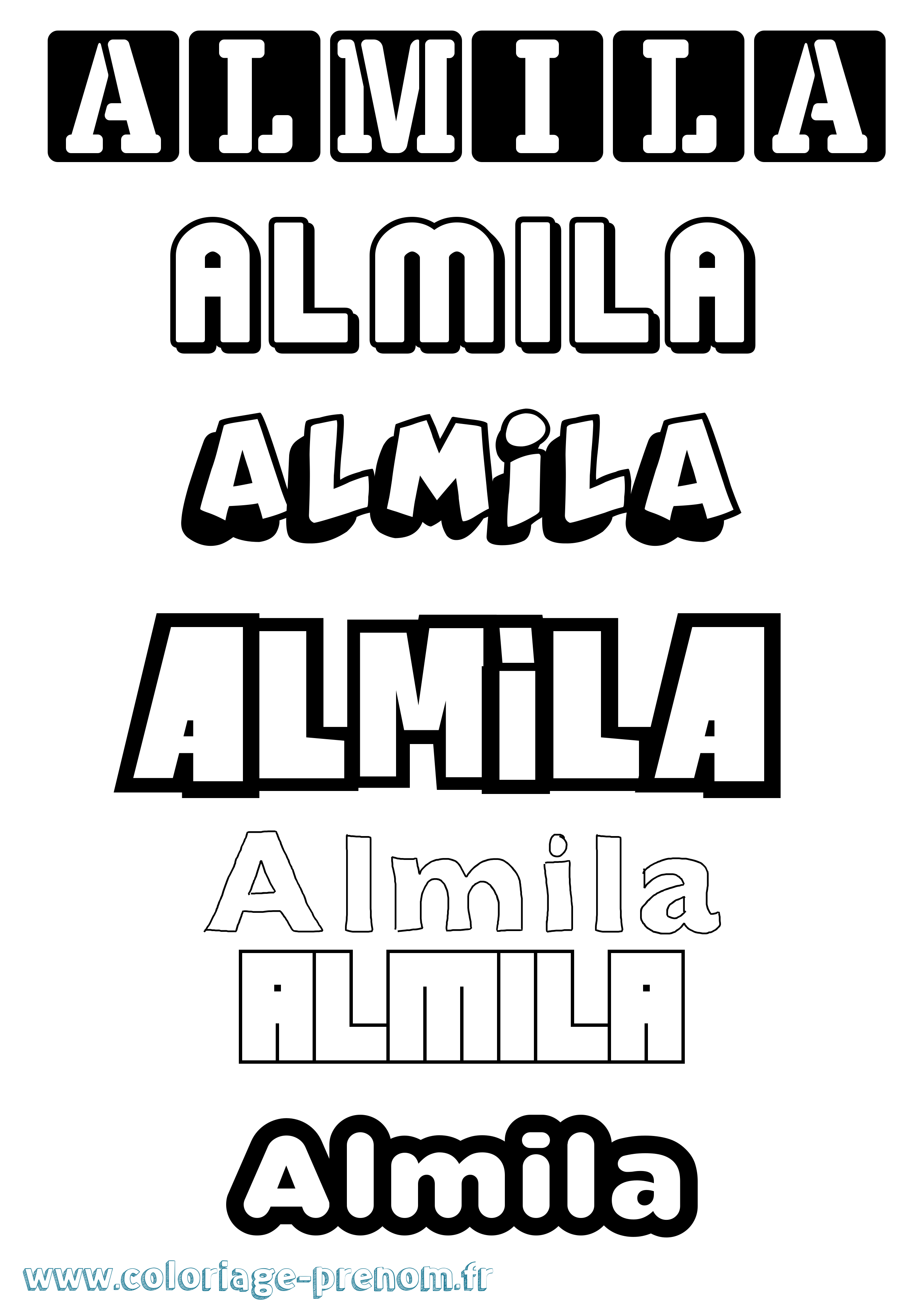 Coloriage prénom Almila Simple