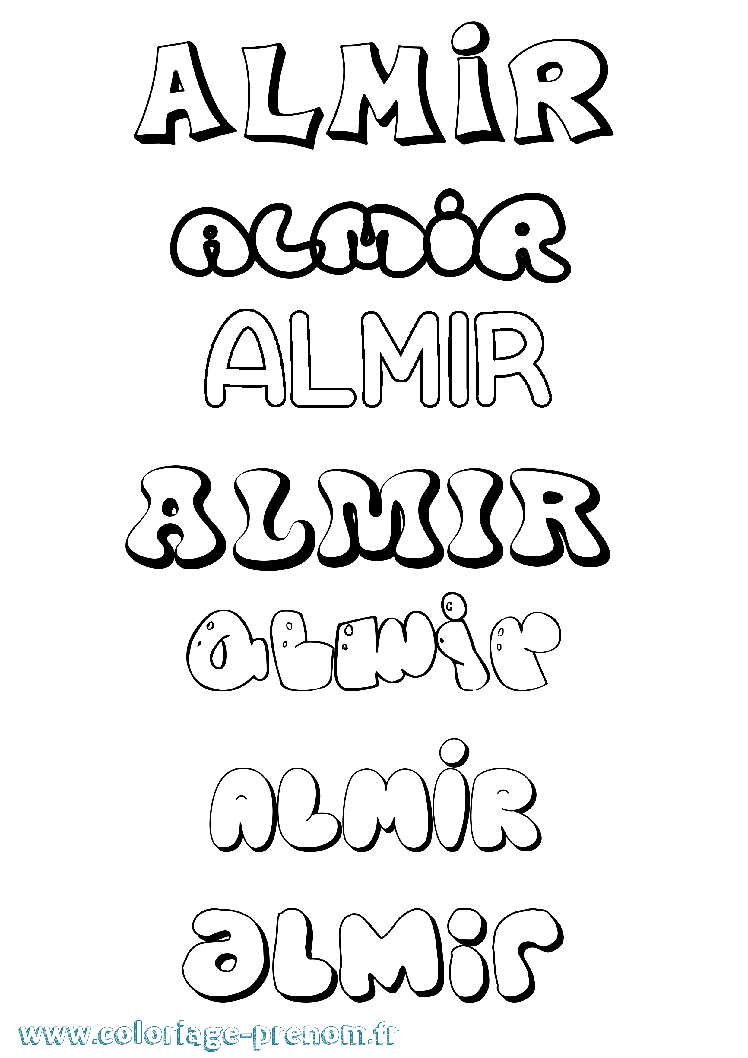 Coloriage prénom Almir Bubble