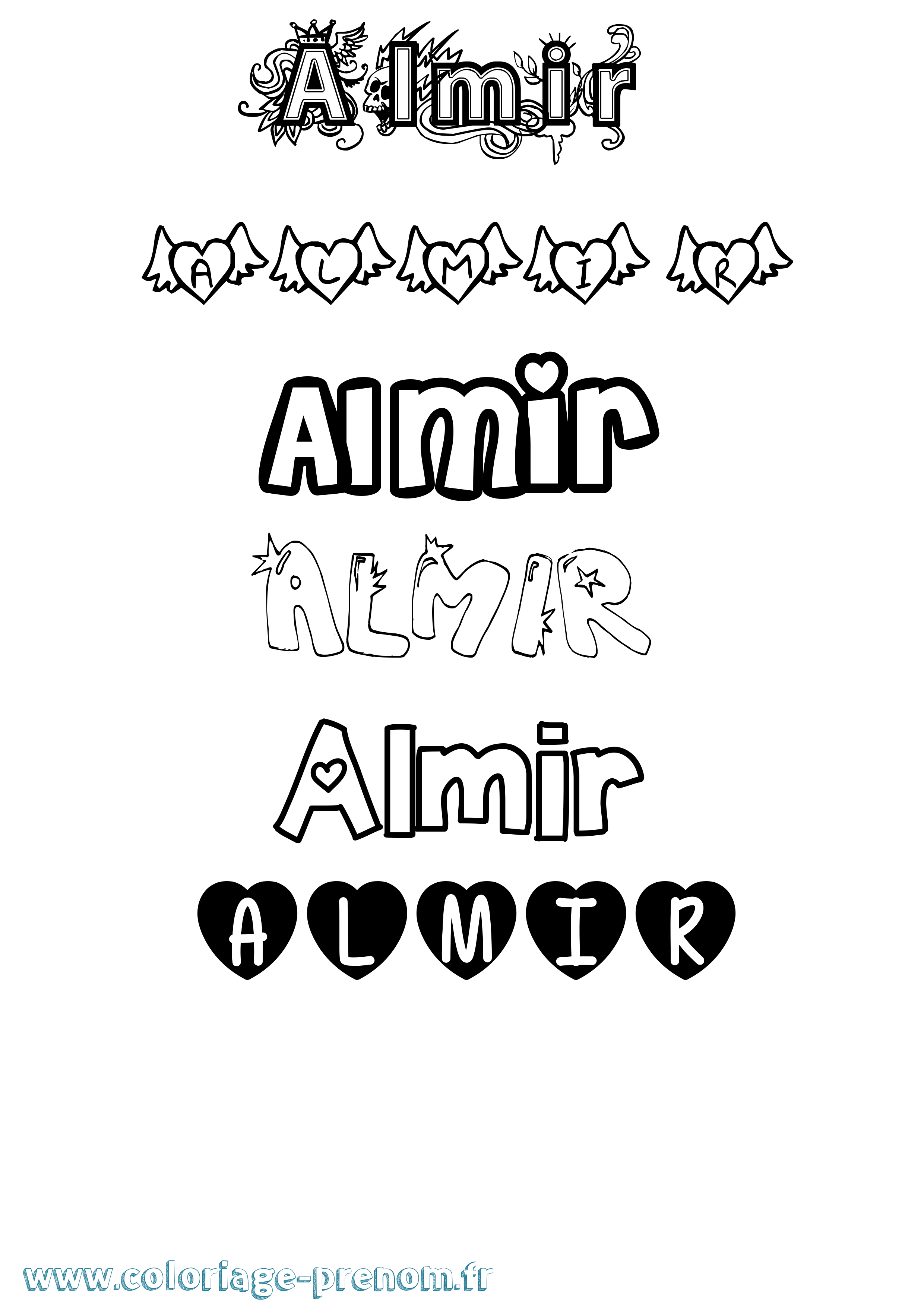 Coloriage prénom Almir Girly