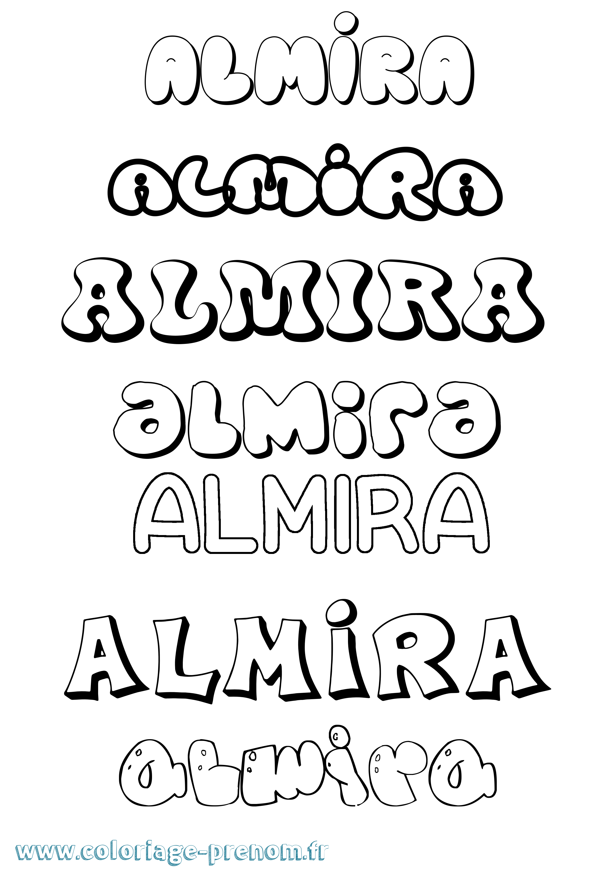 Coloriage prénom Almira Bubble