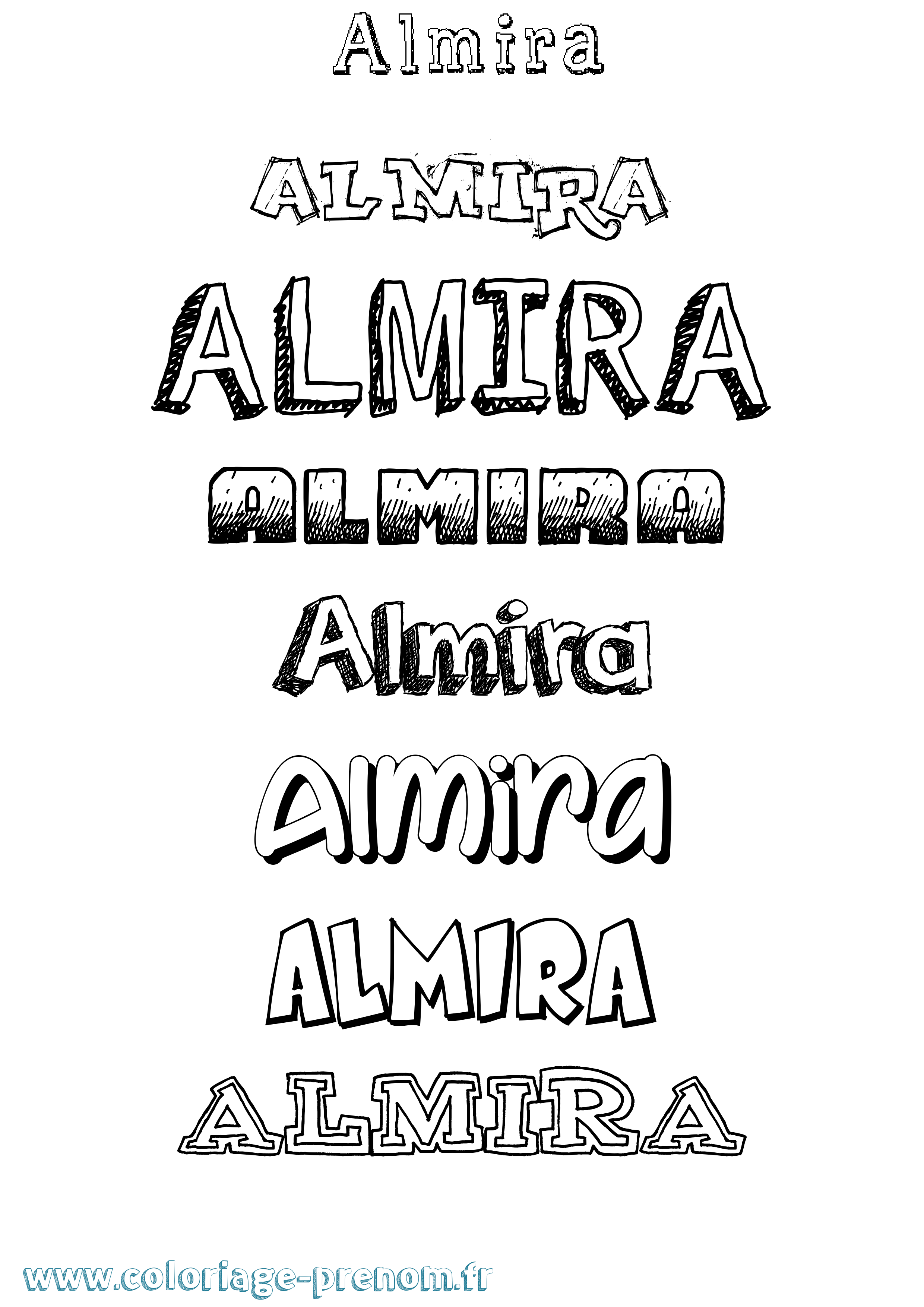 Coloriage prénom Almira Dessiné