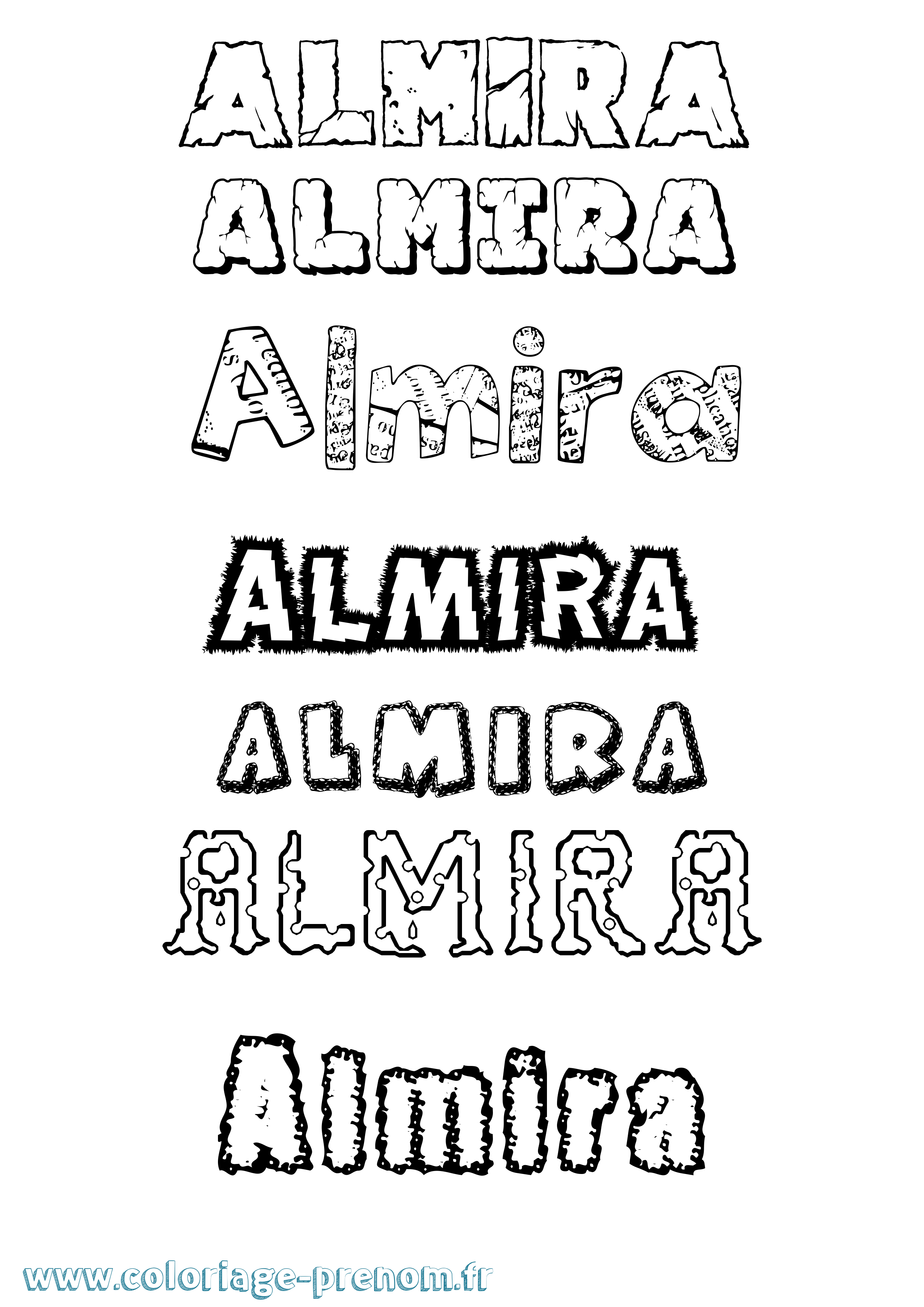 Coloriage prénom Almira Destructuré