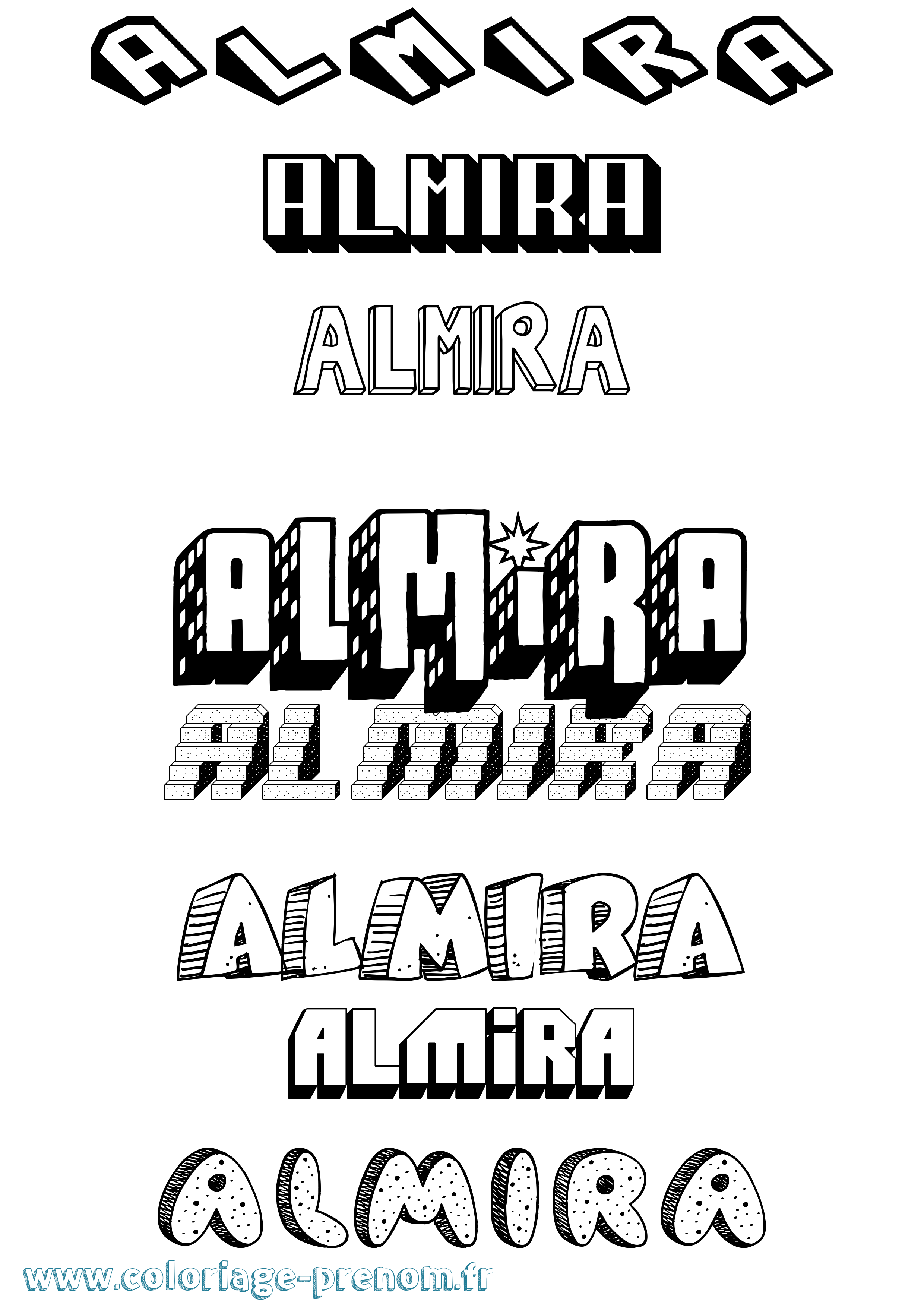 Coloriage prénom Almira Effet 3D