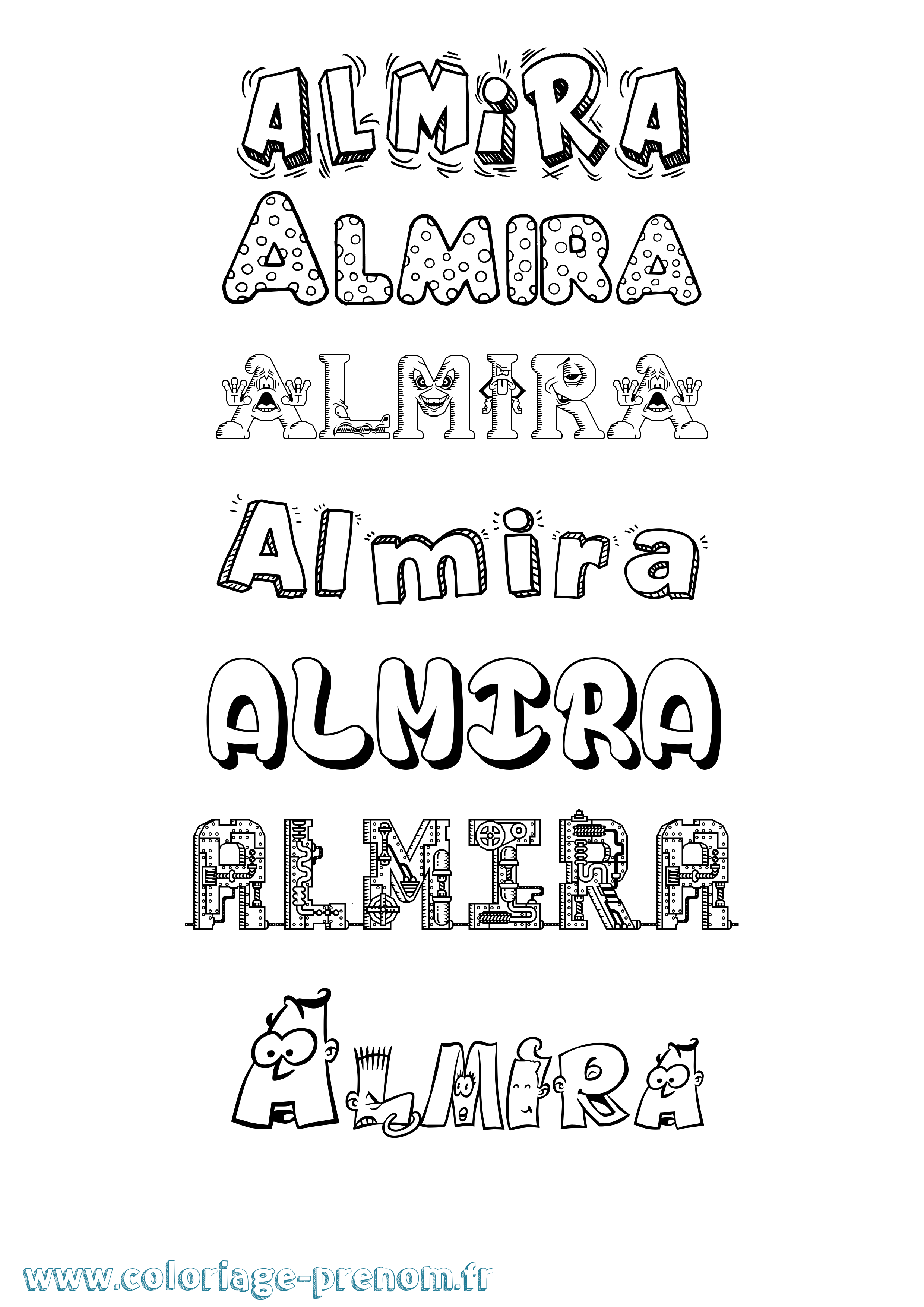 Coloriage prénom Almira Fun