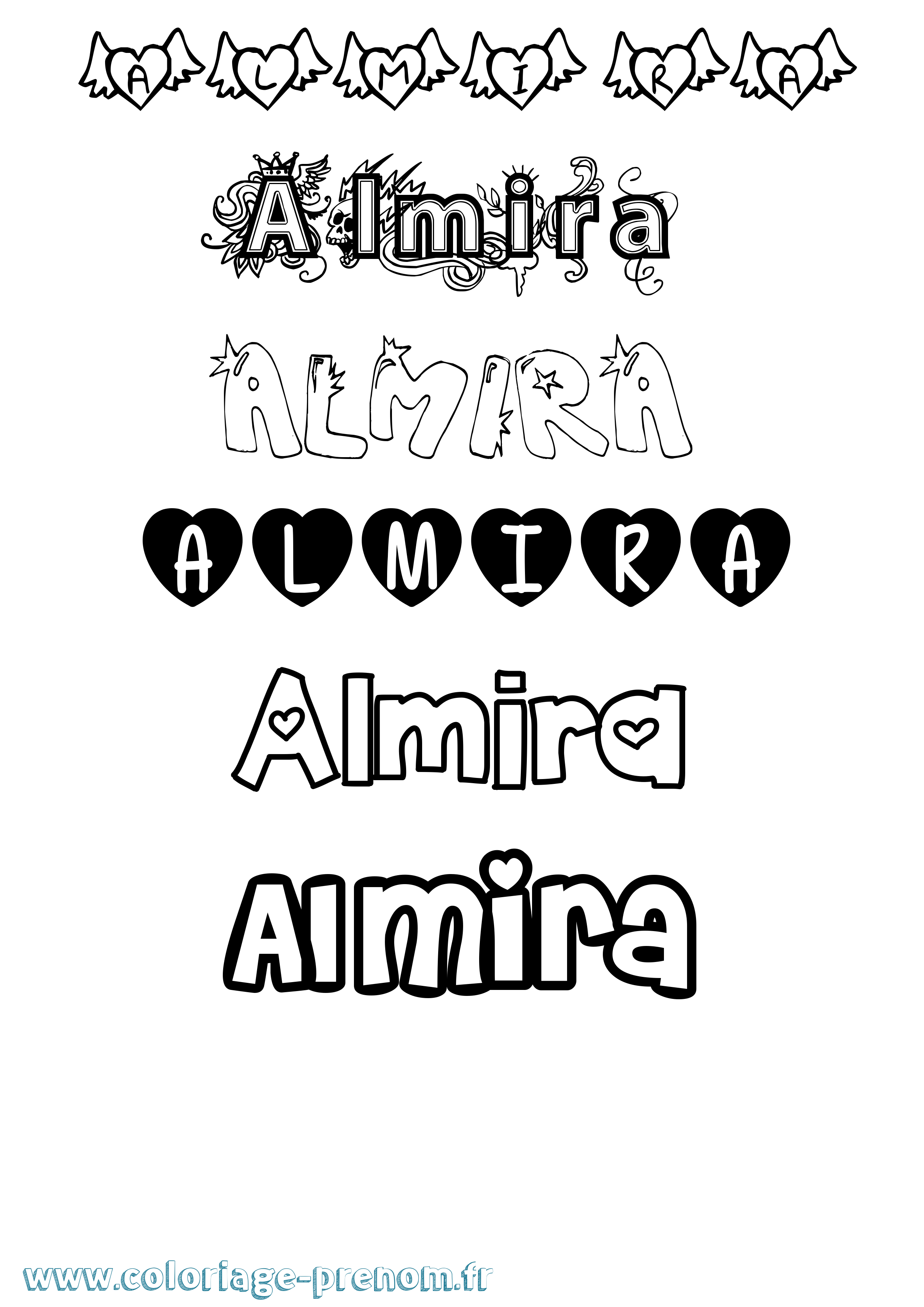 Coloriage prénom Almira Girly