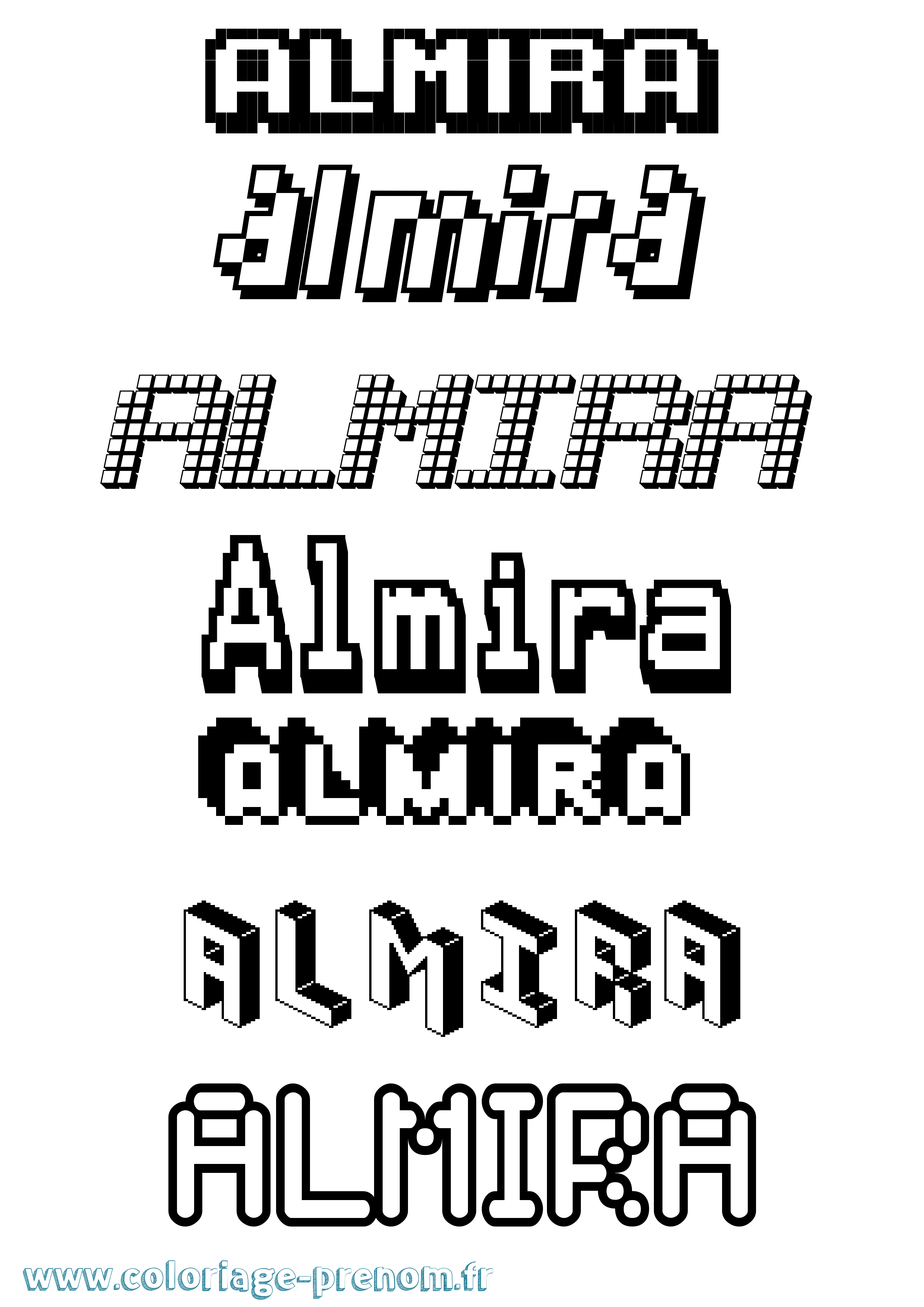 Coloriage prénom Almira Pixel
