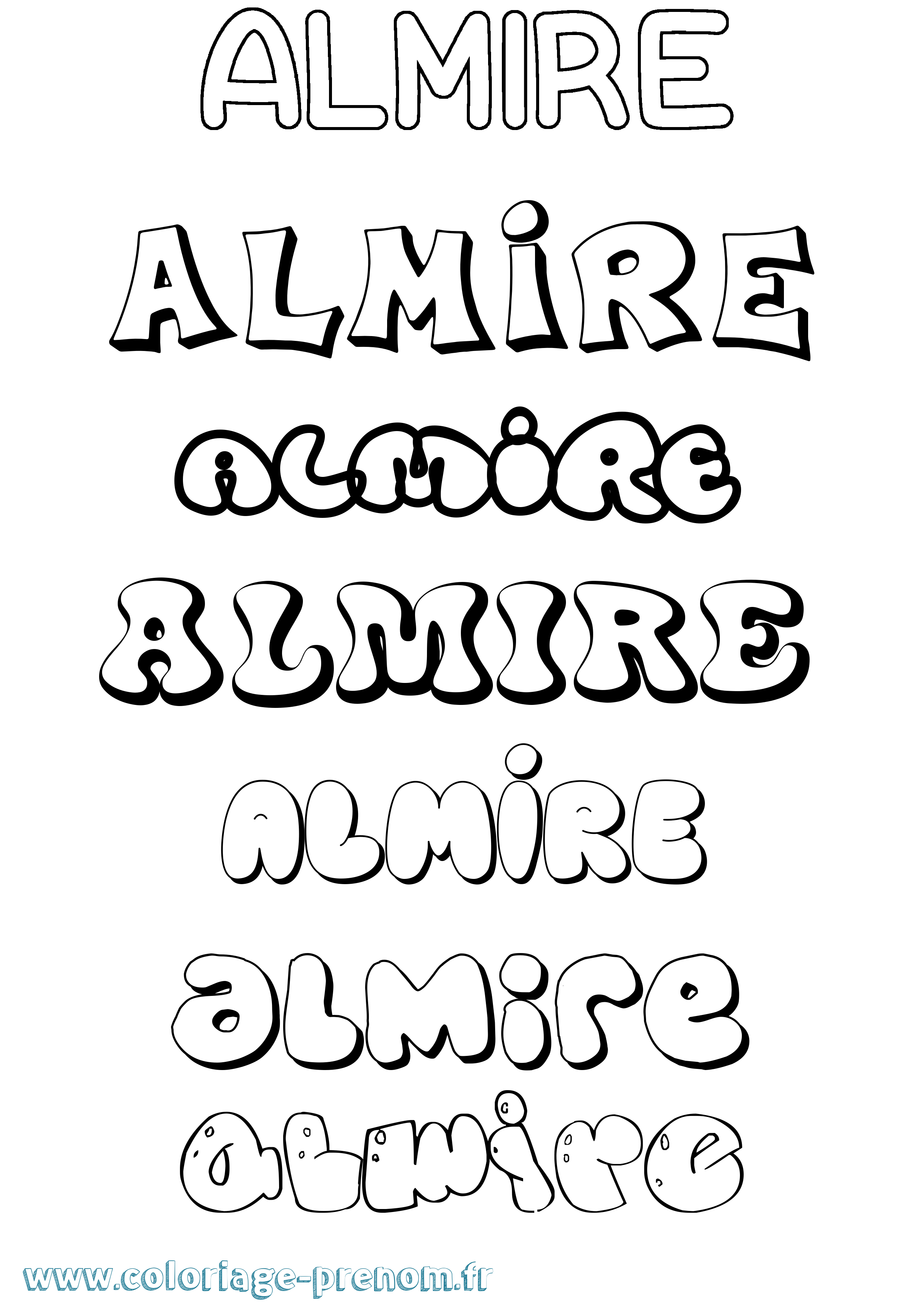 Coloriage prénom Almire Bubble