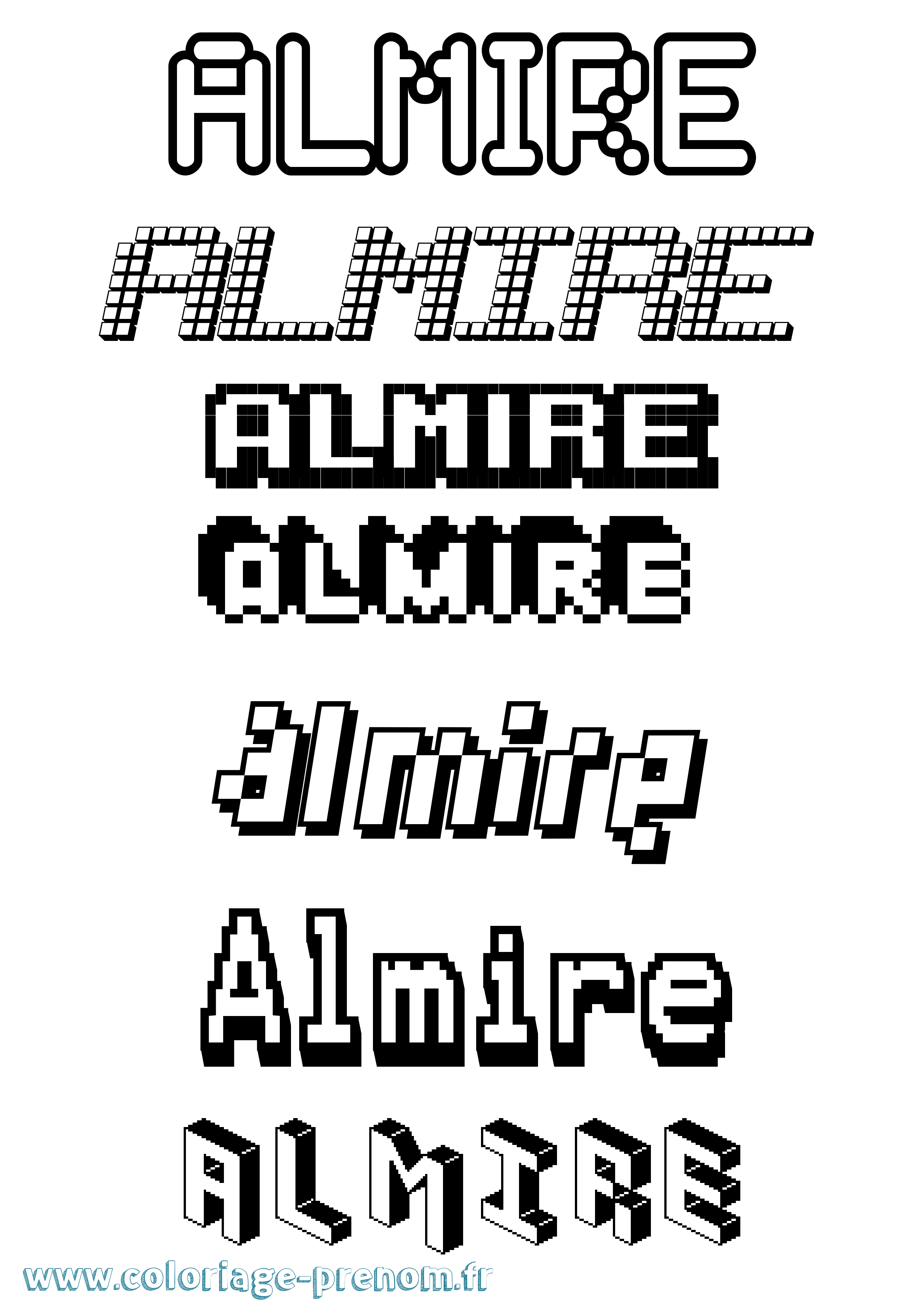 Coloriage prénom Almire Pixel