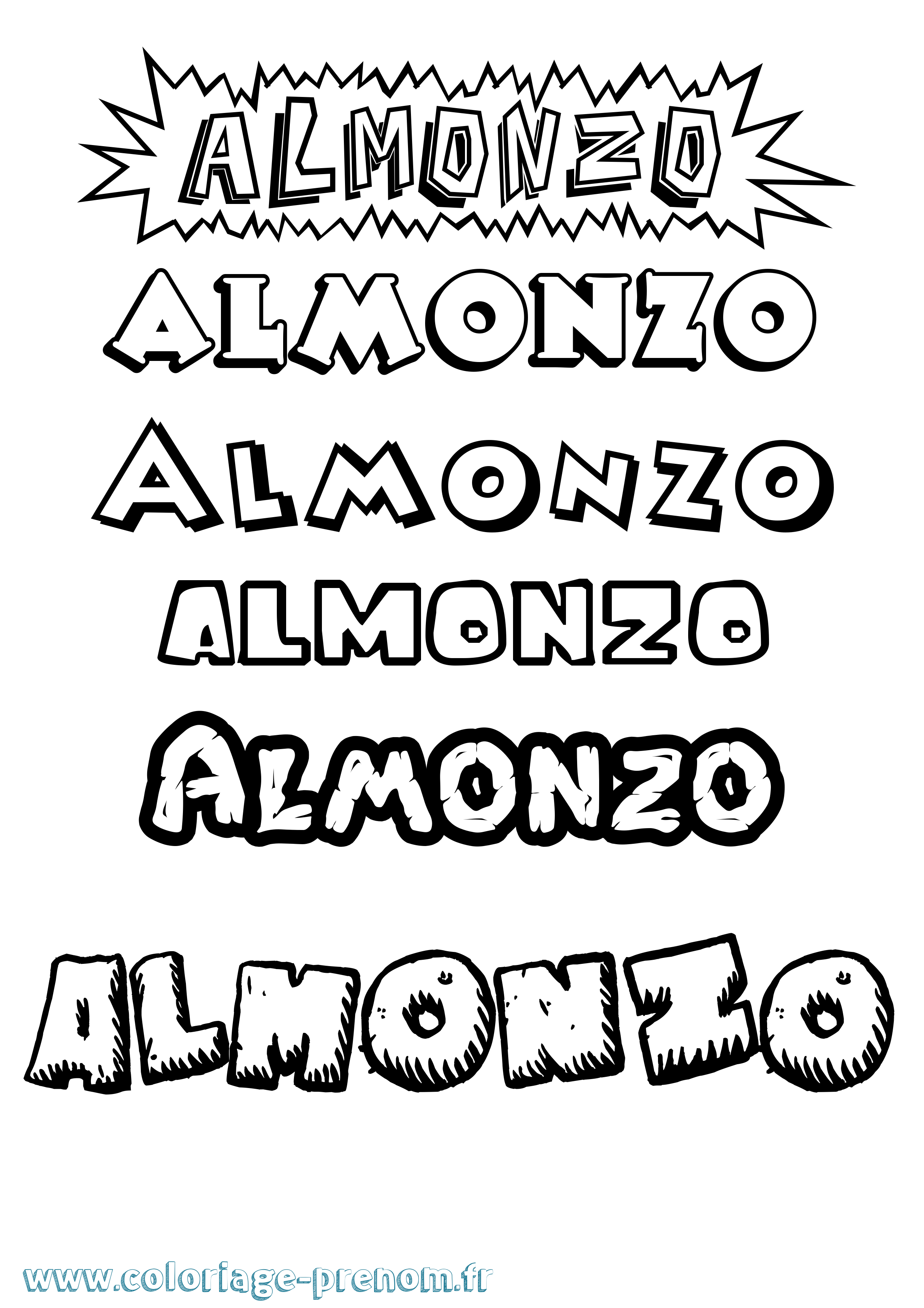 Coloriage prénom Almonzo Dessin Animé