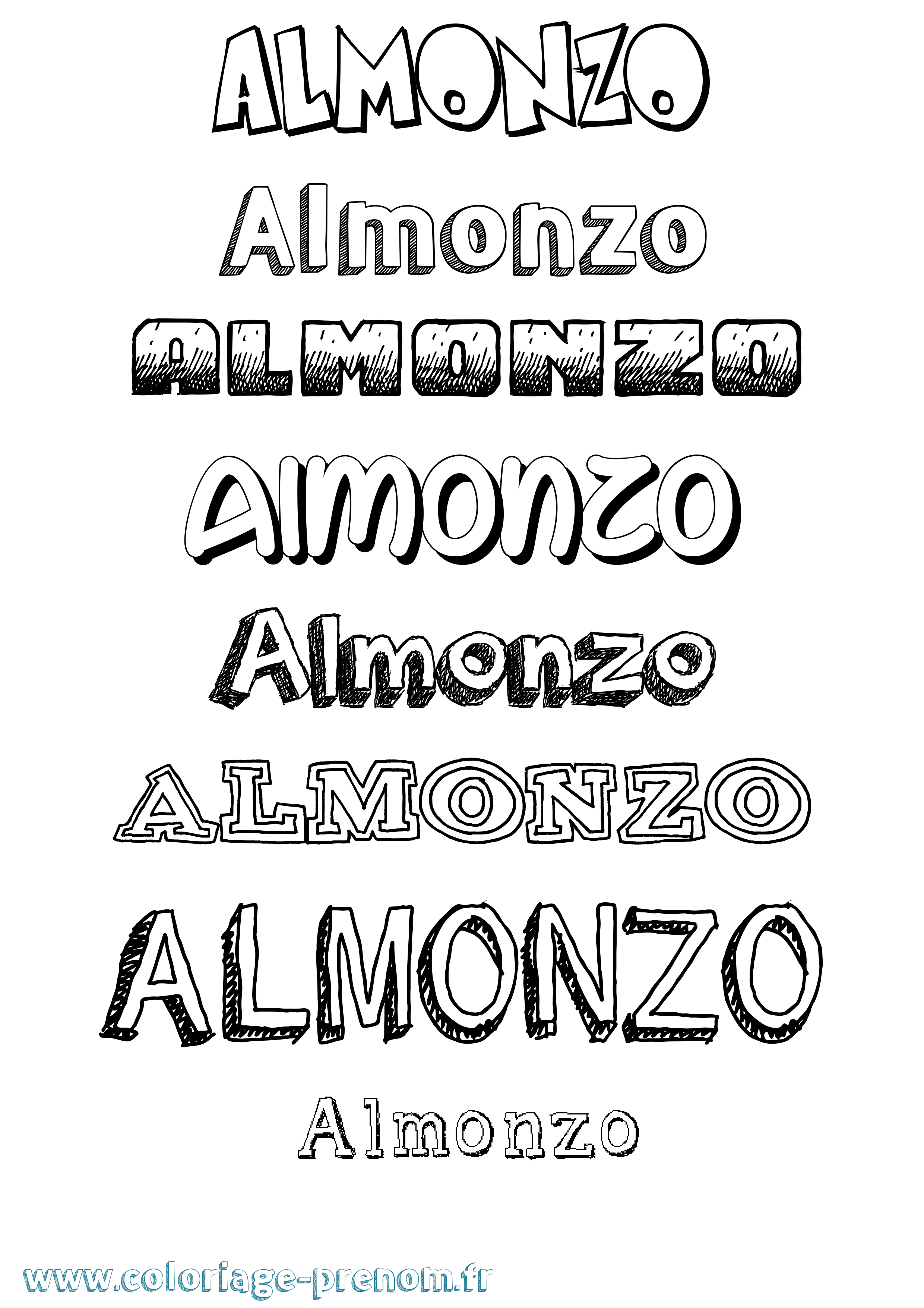 Coloriage prénom Almonzo Dessiné