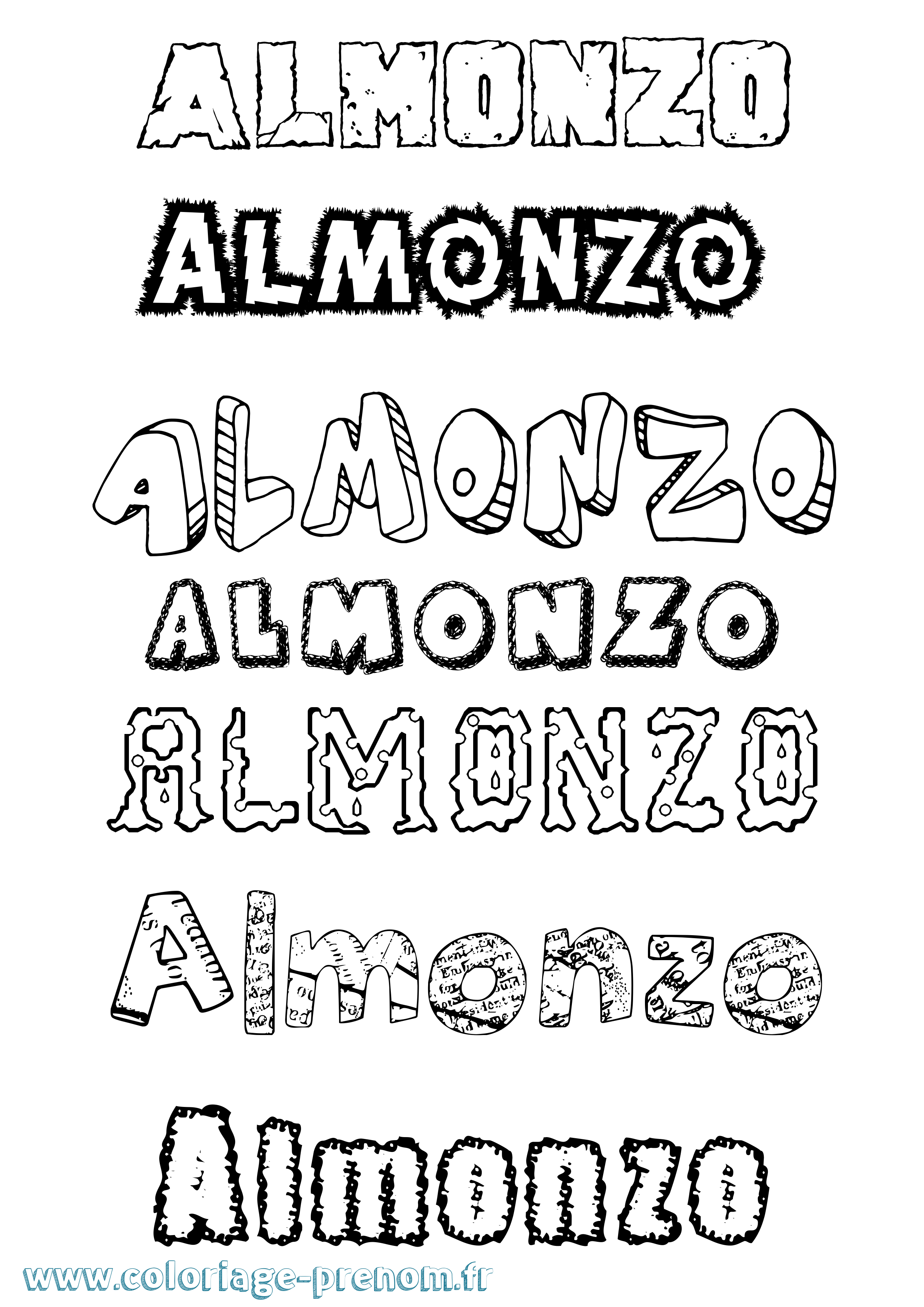 Coloriage prénom Almonzo Destructuré