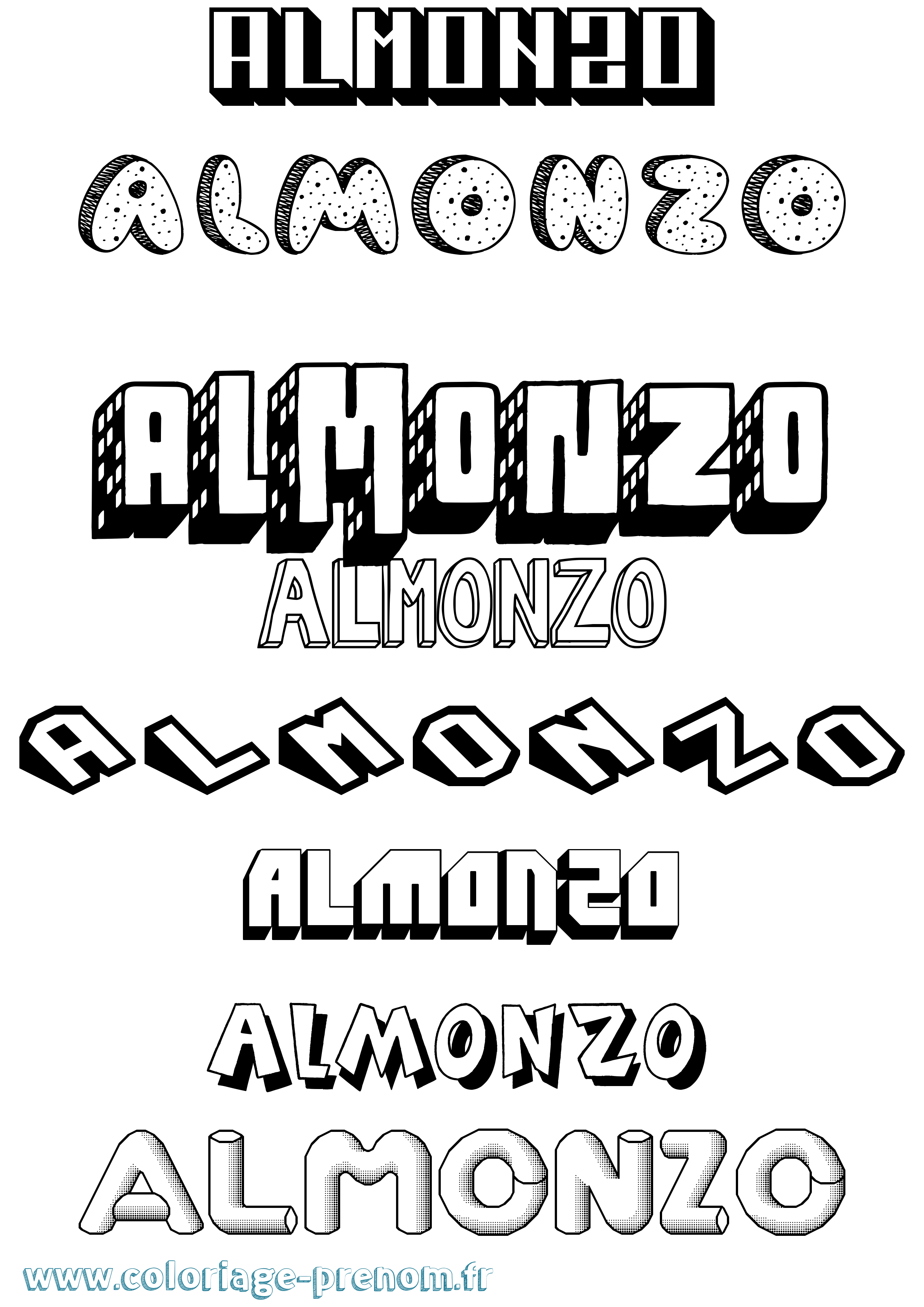 Coloriage prénom Almonzo Effet 3D