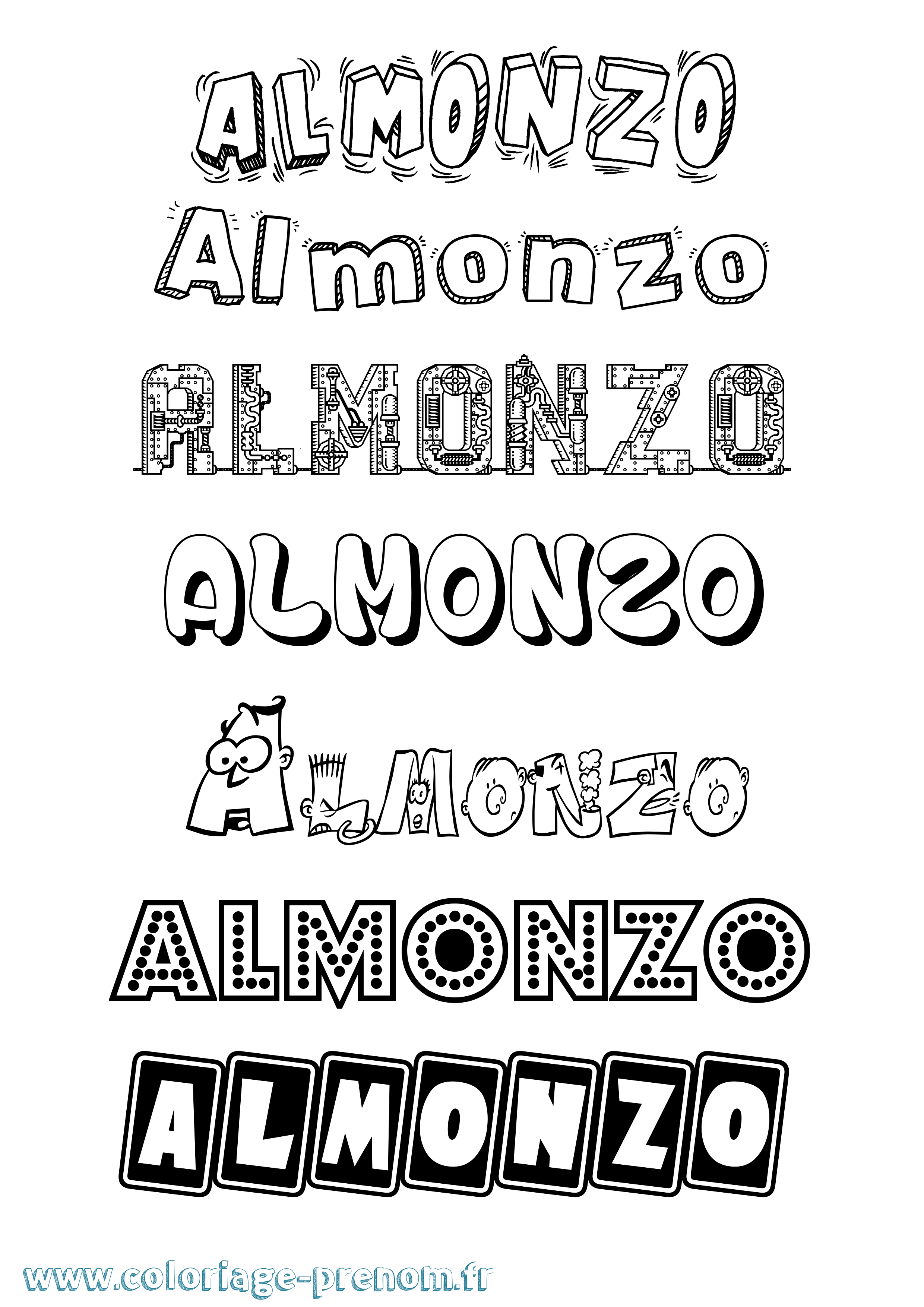 Coloriage prénom Almonzo Fun