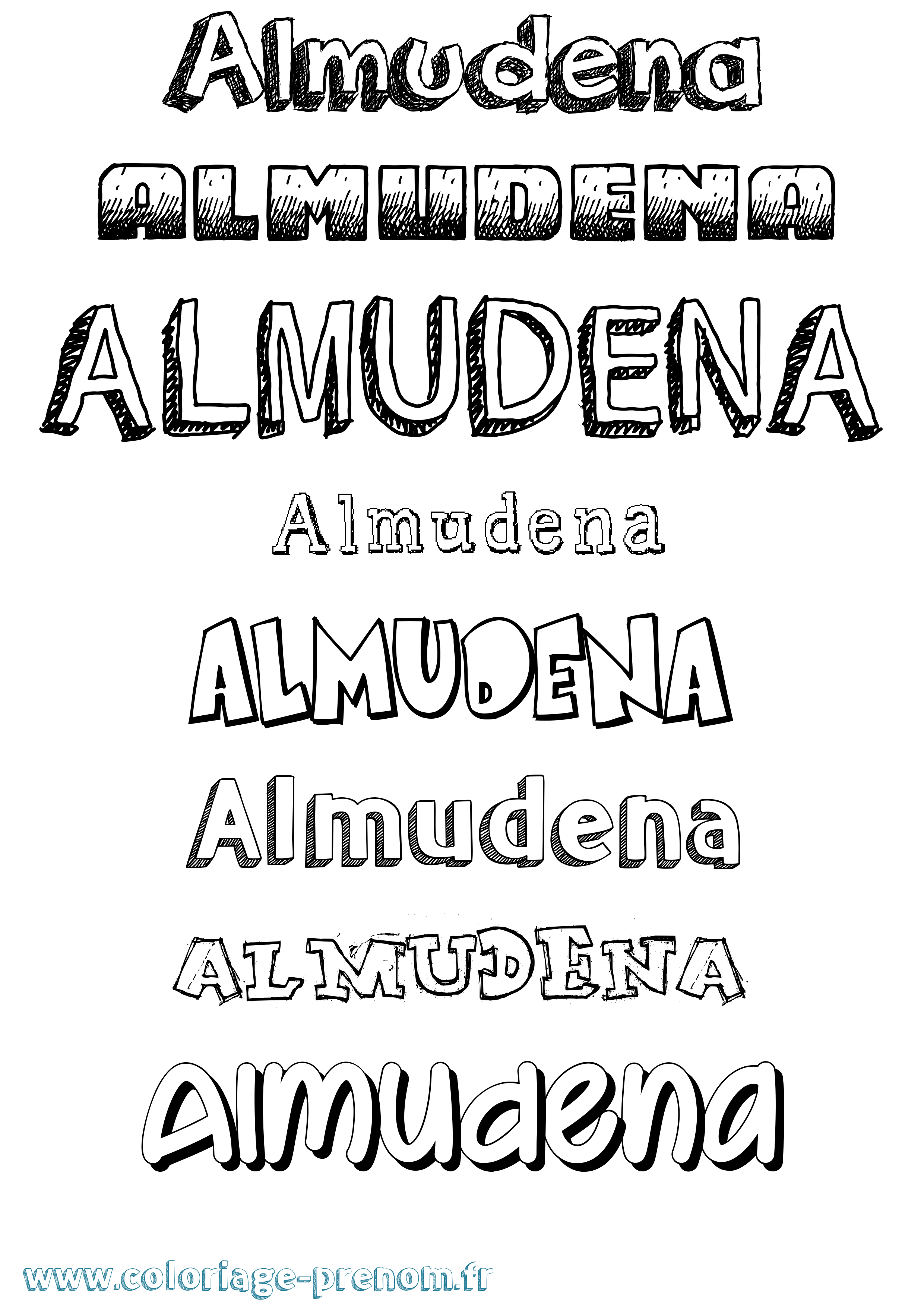 Coloriage prénom Almudena Dessiné