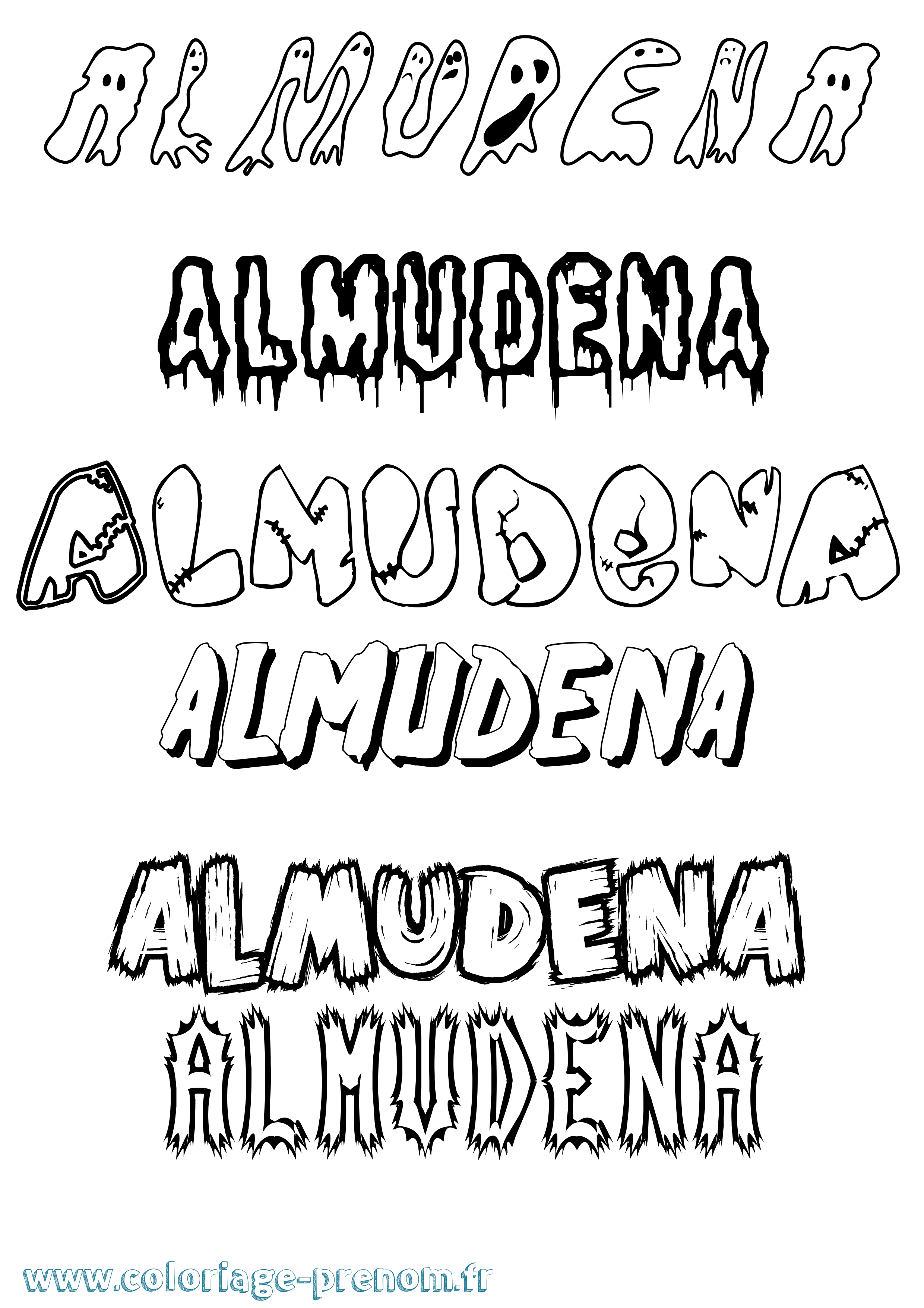 Coloriage prénom Almudena Frisson