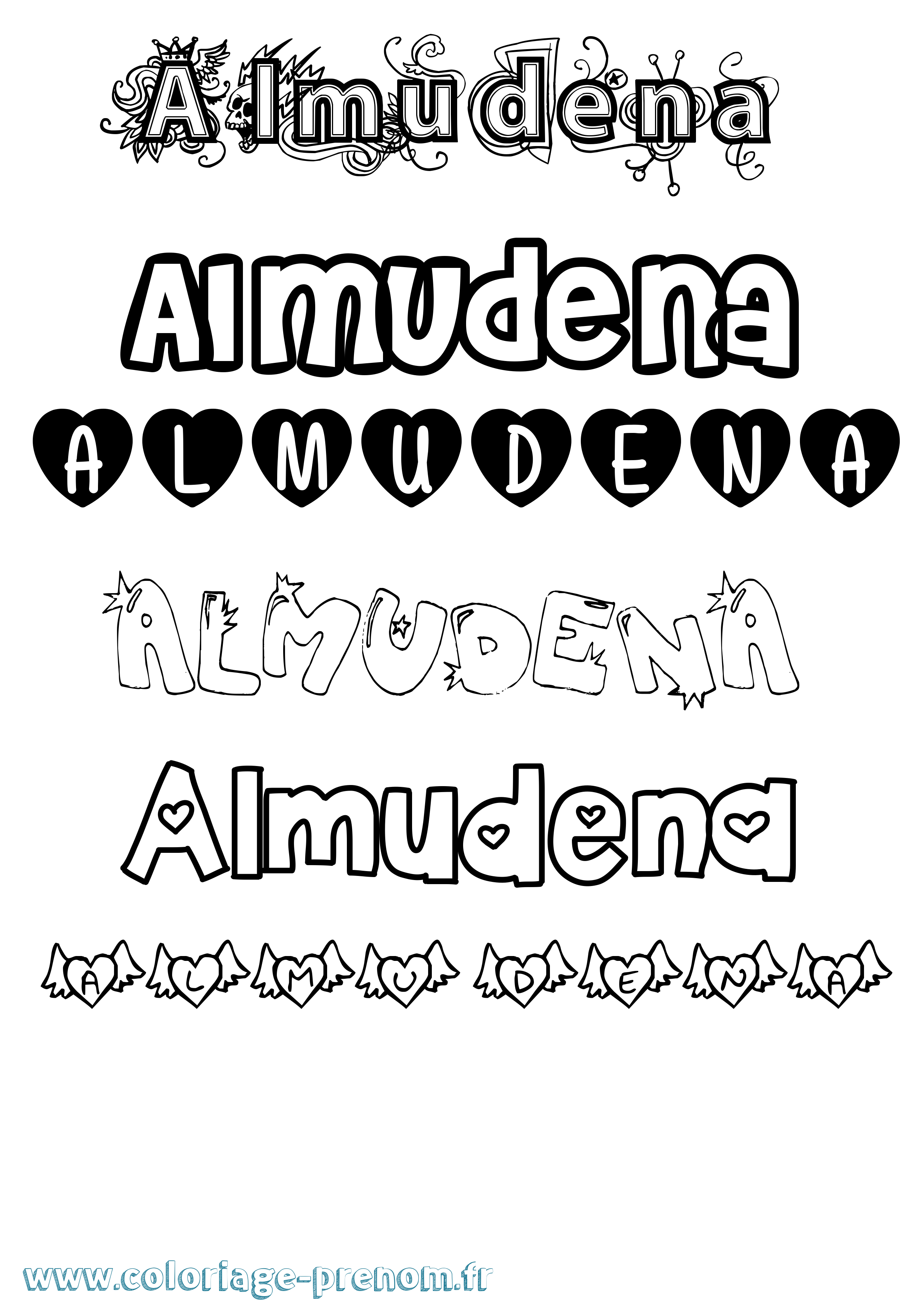 Coloriage prénom Almudena Girly
