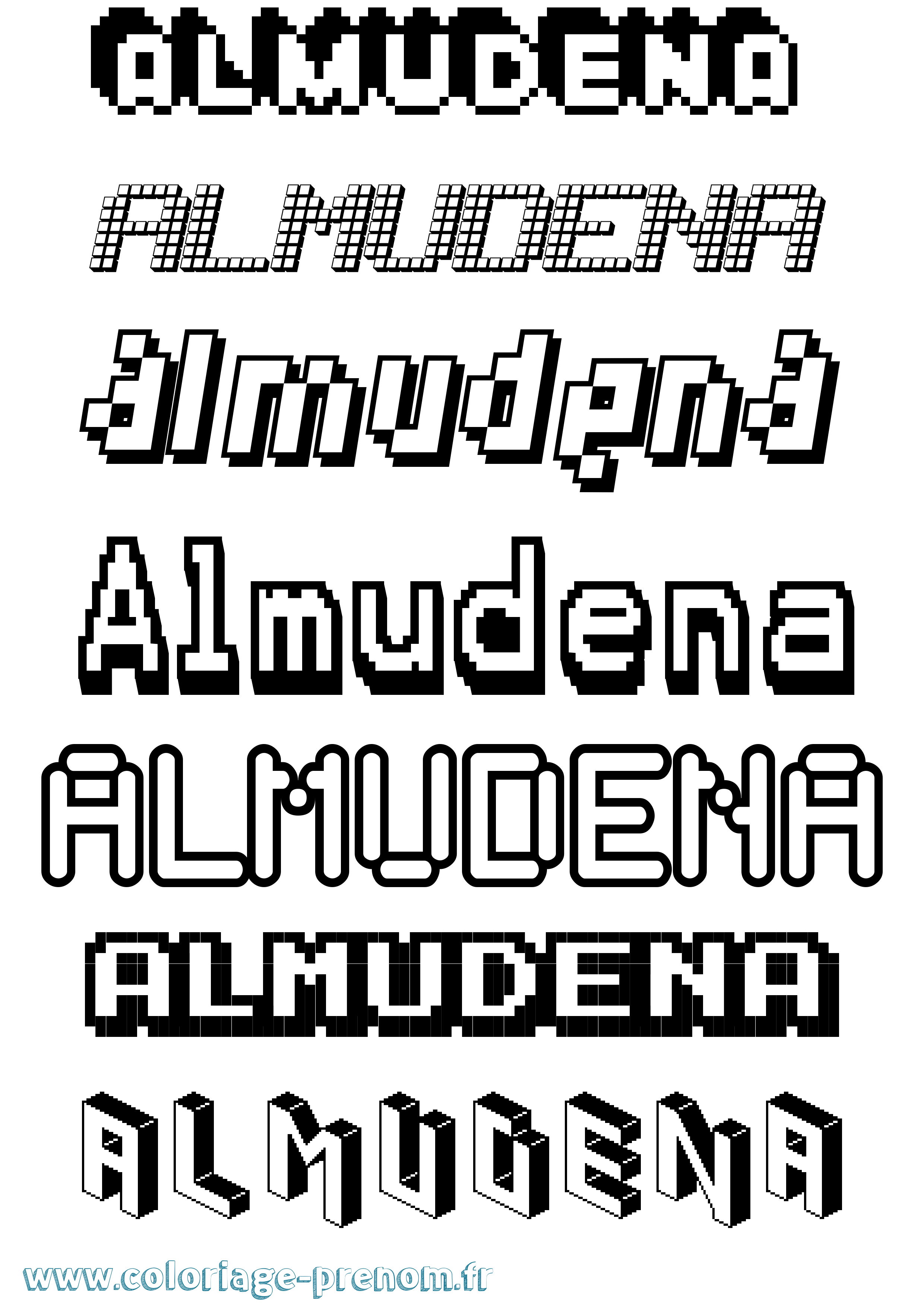 Coloriage prénom Almudena Pixel