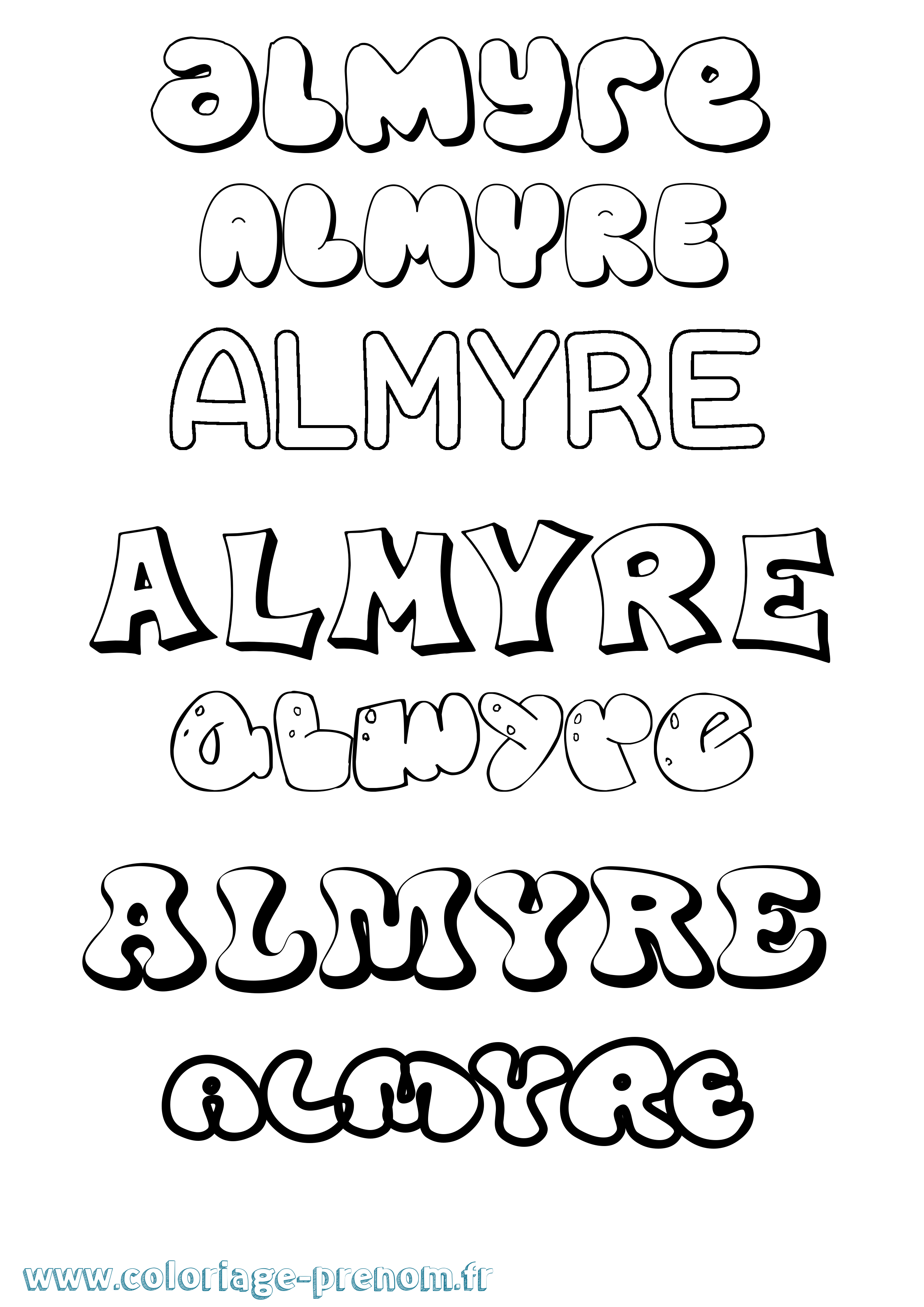 Coloriage prénom Almyre Bubble