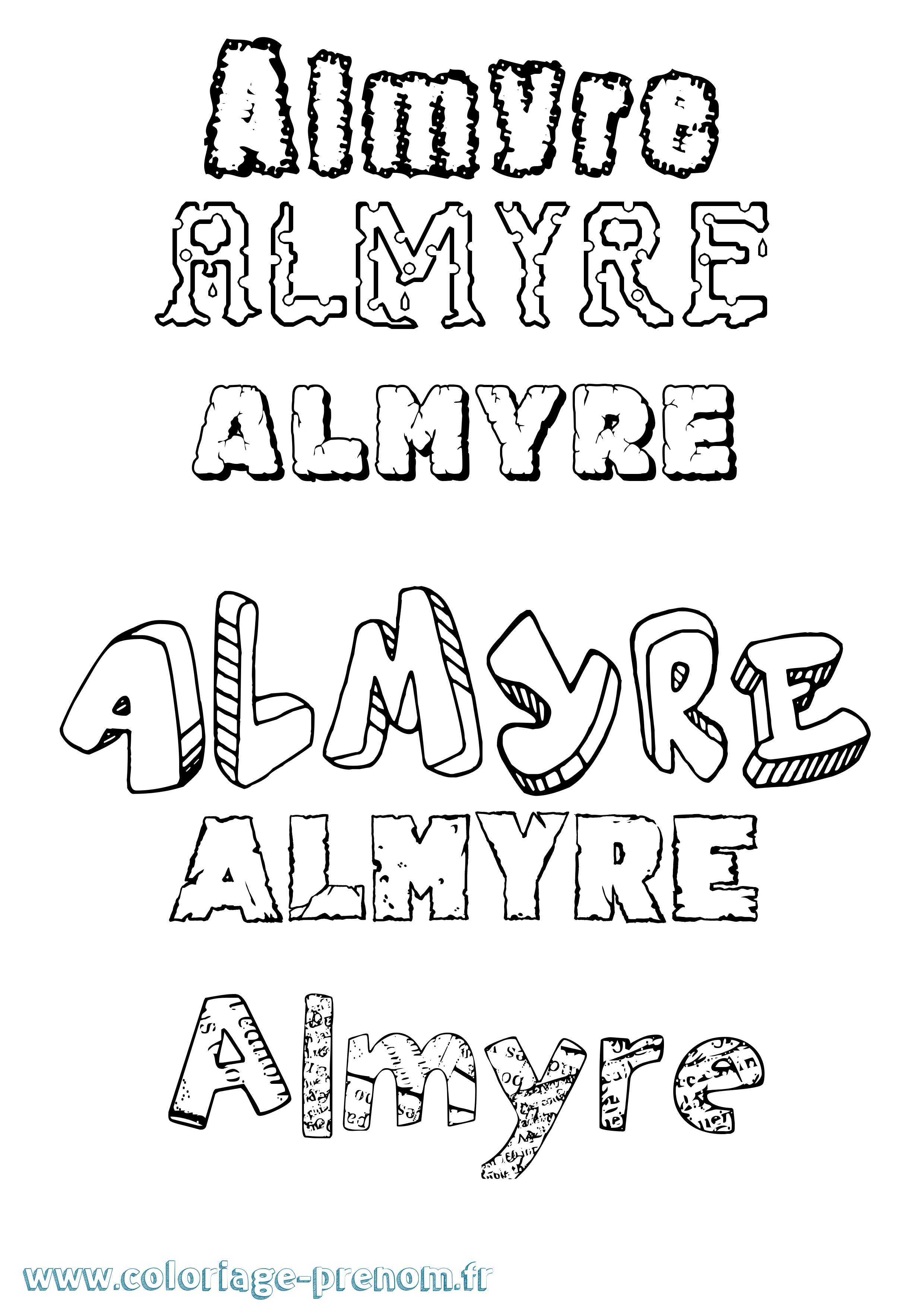 Coloriage prénom Almyre Destructuré
