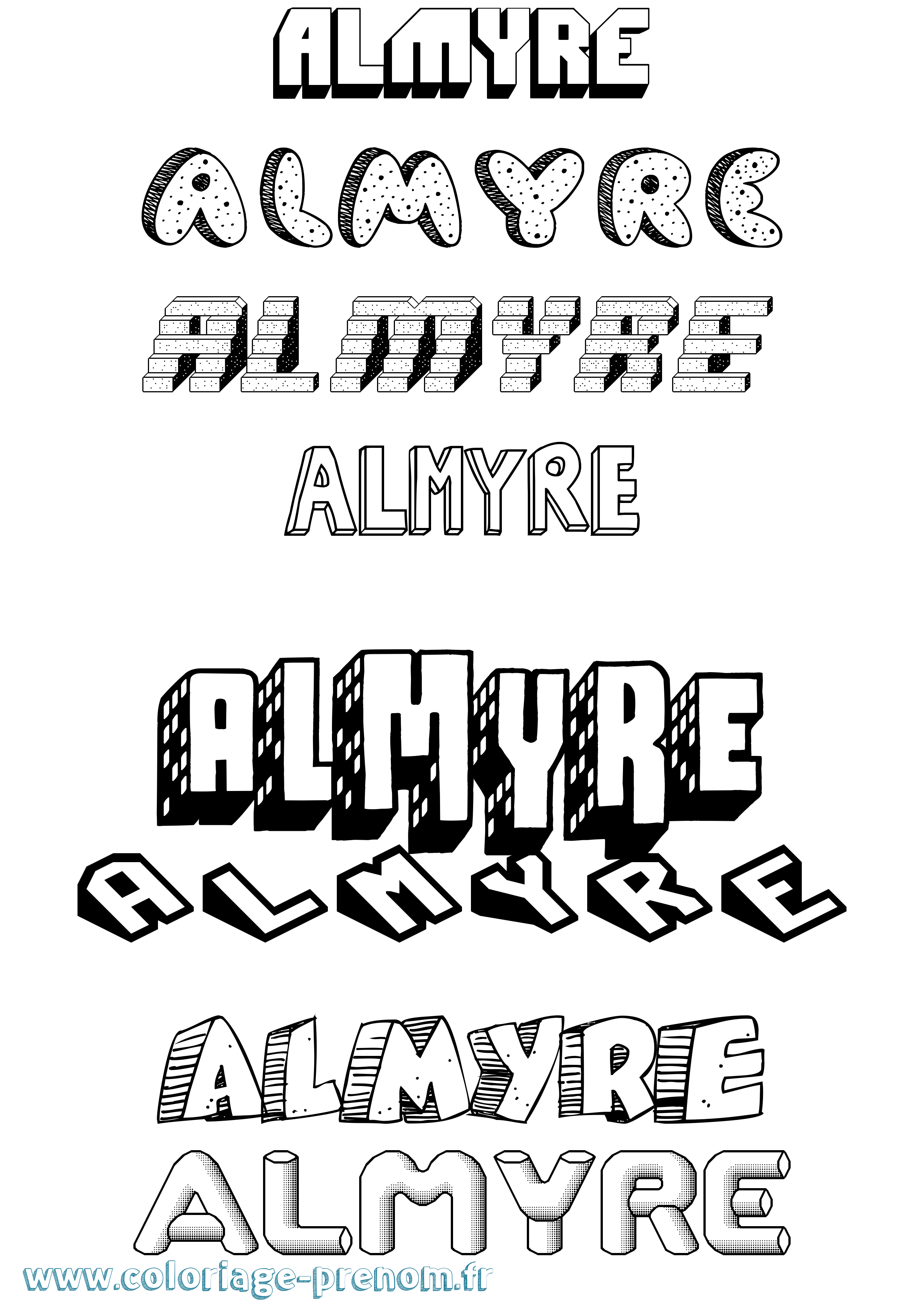 Coloriage prénom Almyre Effet 3D