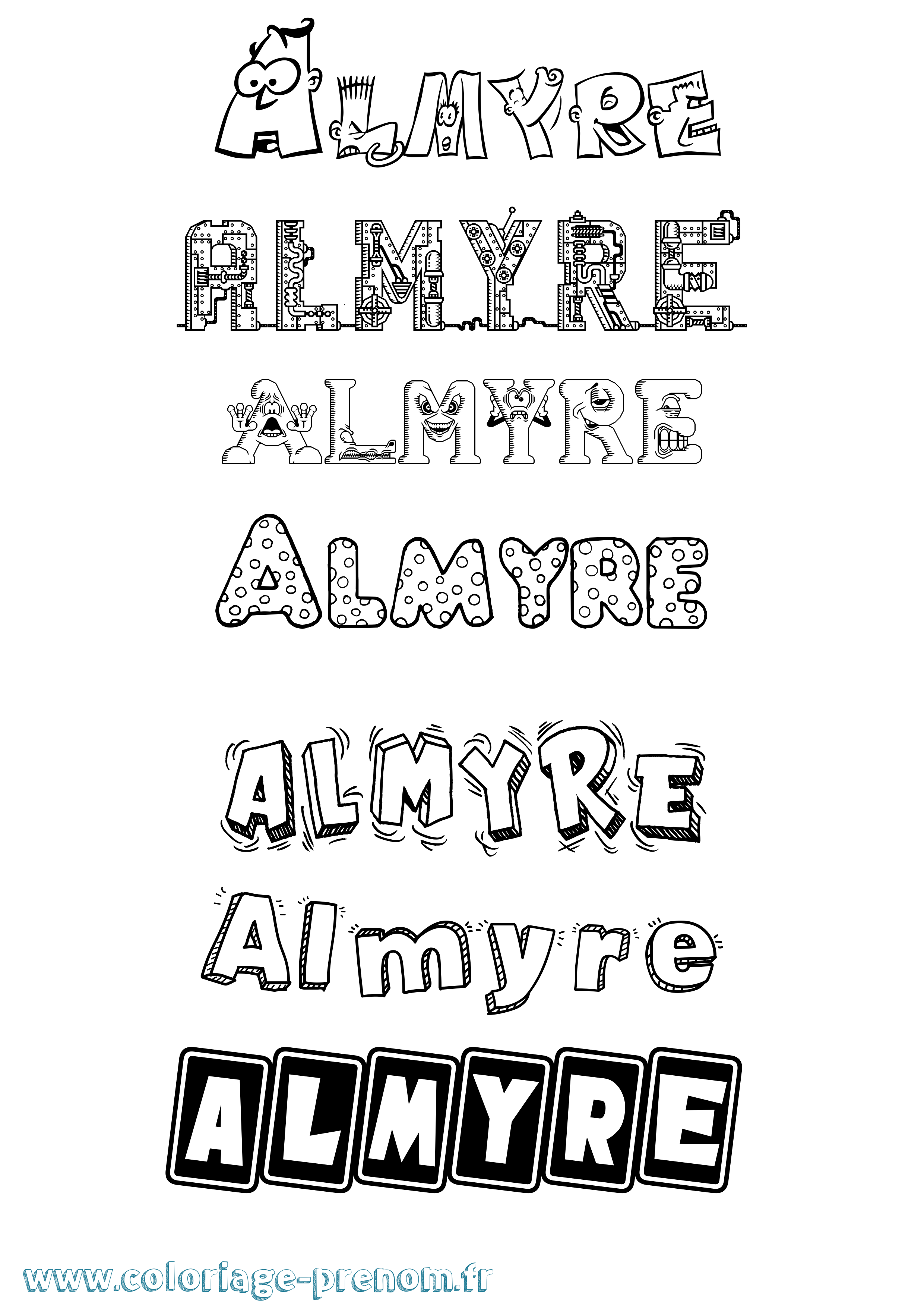 Coloriage prénom Almyre Fun