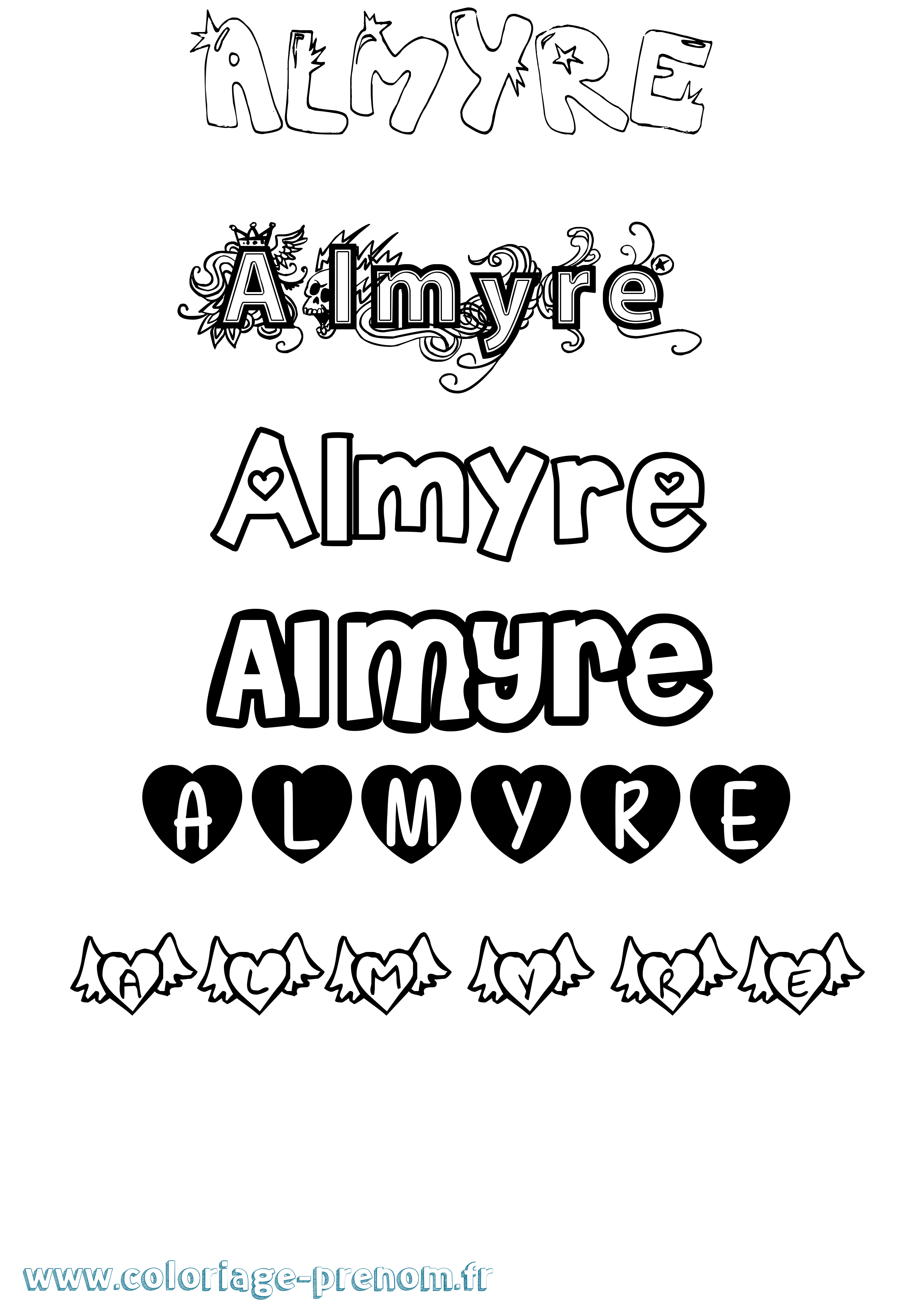 Coloriage prénom Almyre Girly