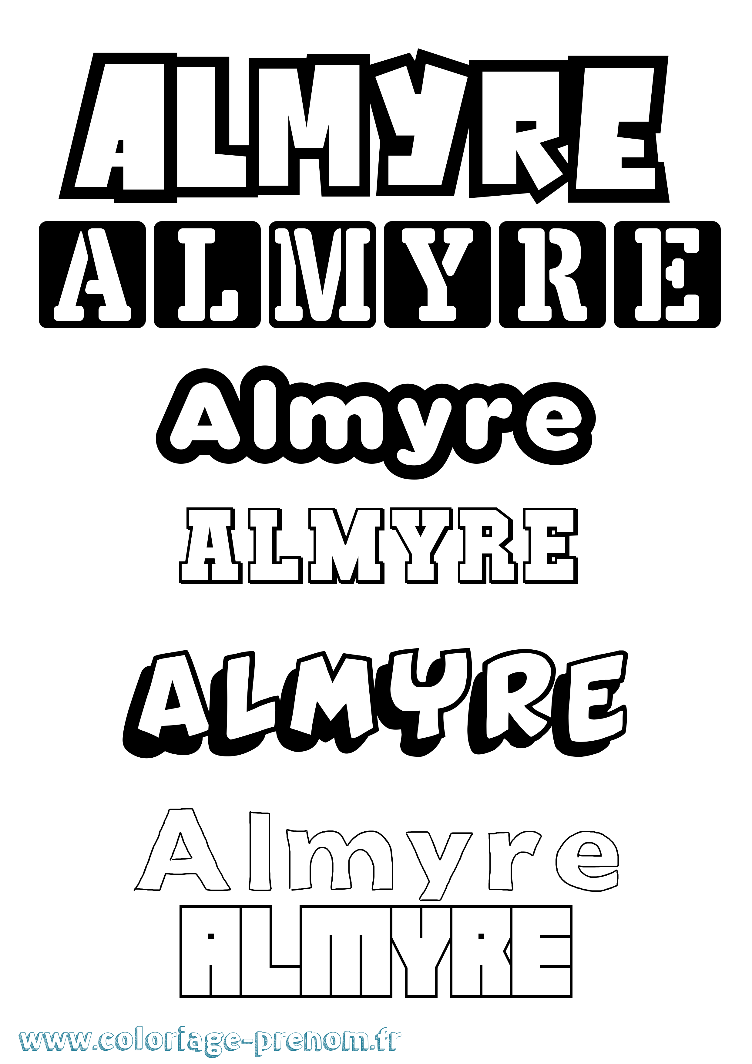 Coloriage prénom Almyre Simple