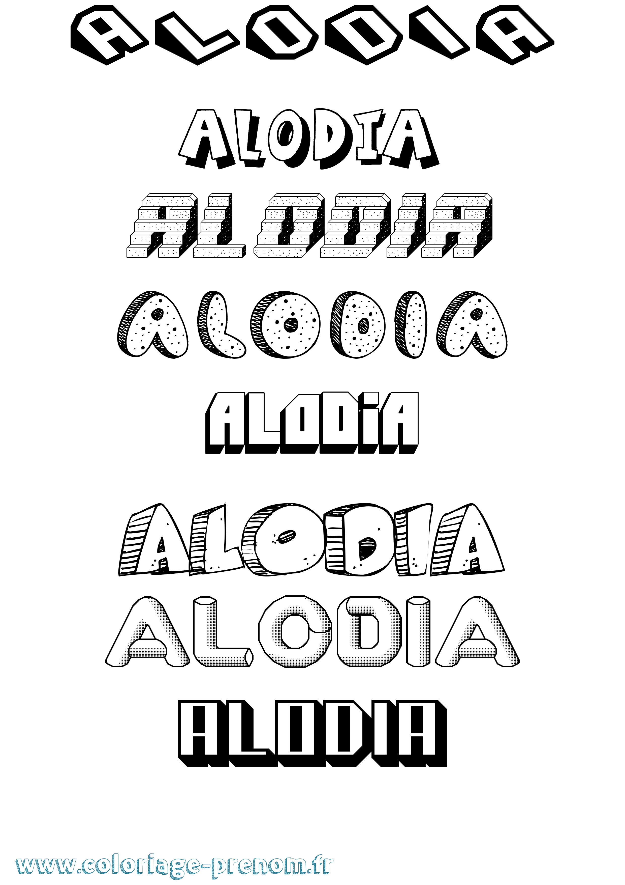 Coloriage prénom Alodia Effet 3D