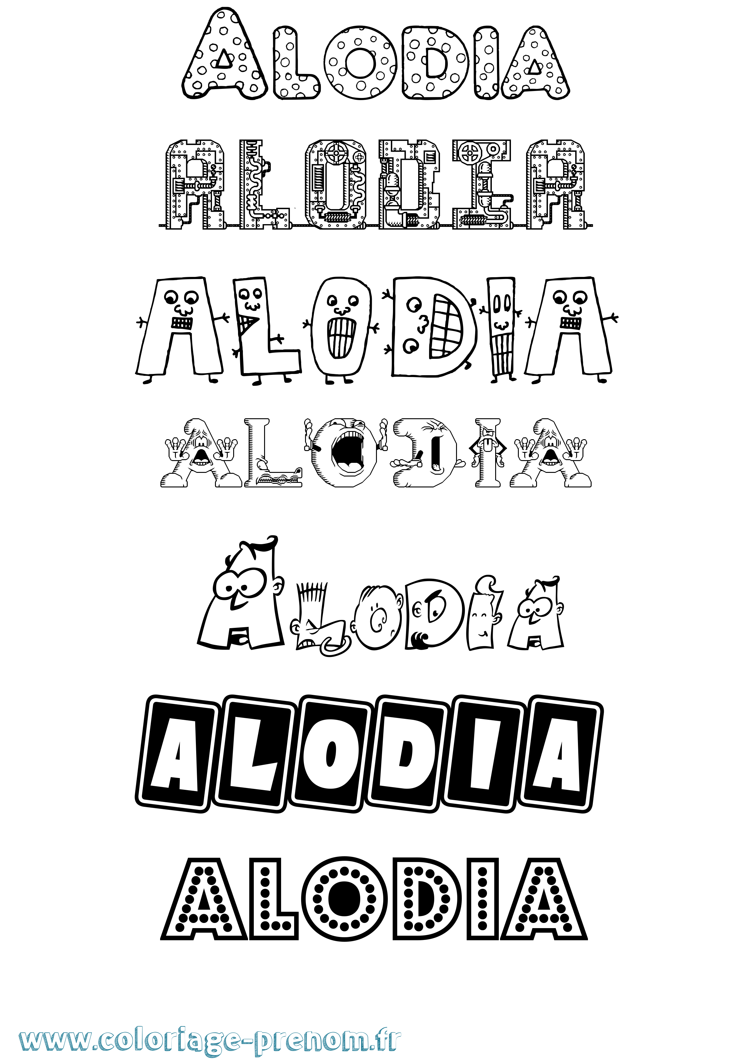 Coloriage prénom Alodia Fun