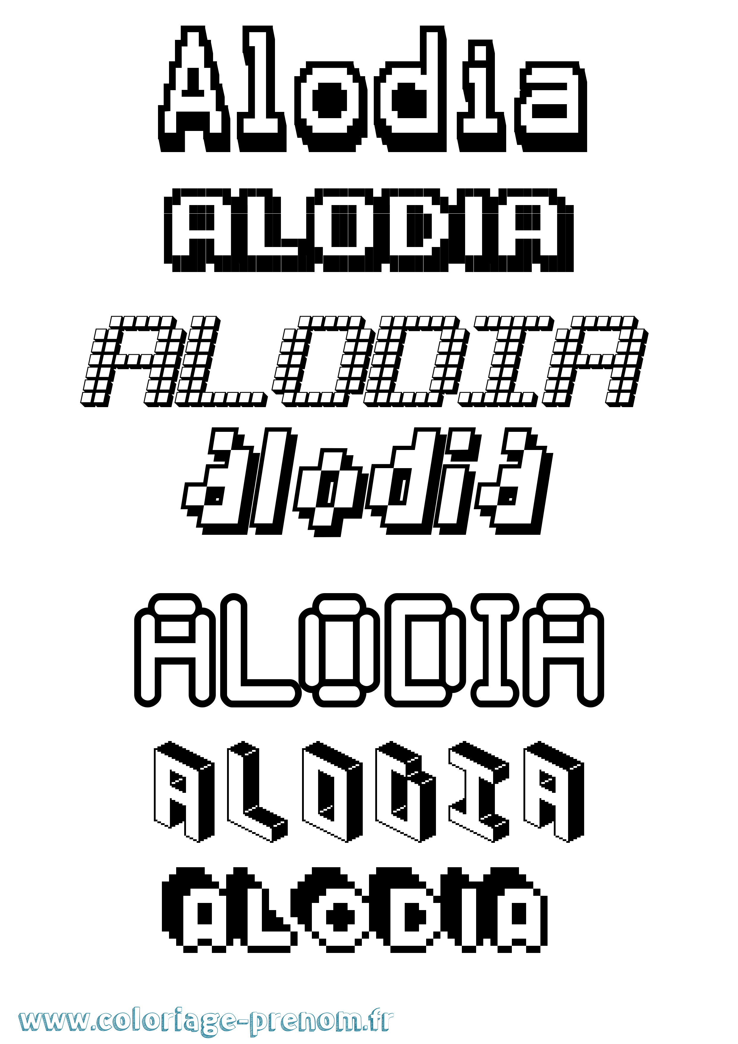 Coloriage prénom Alodia Pixel