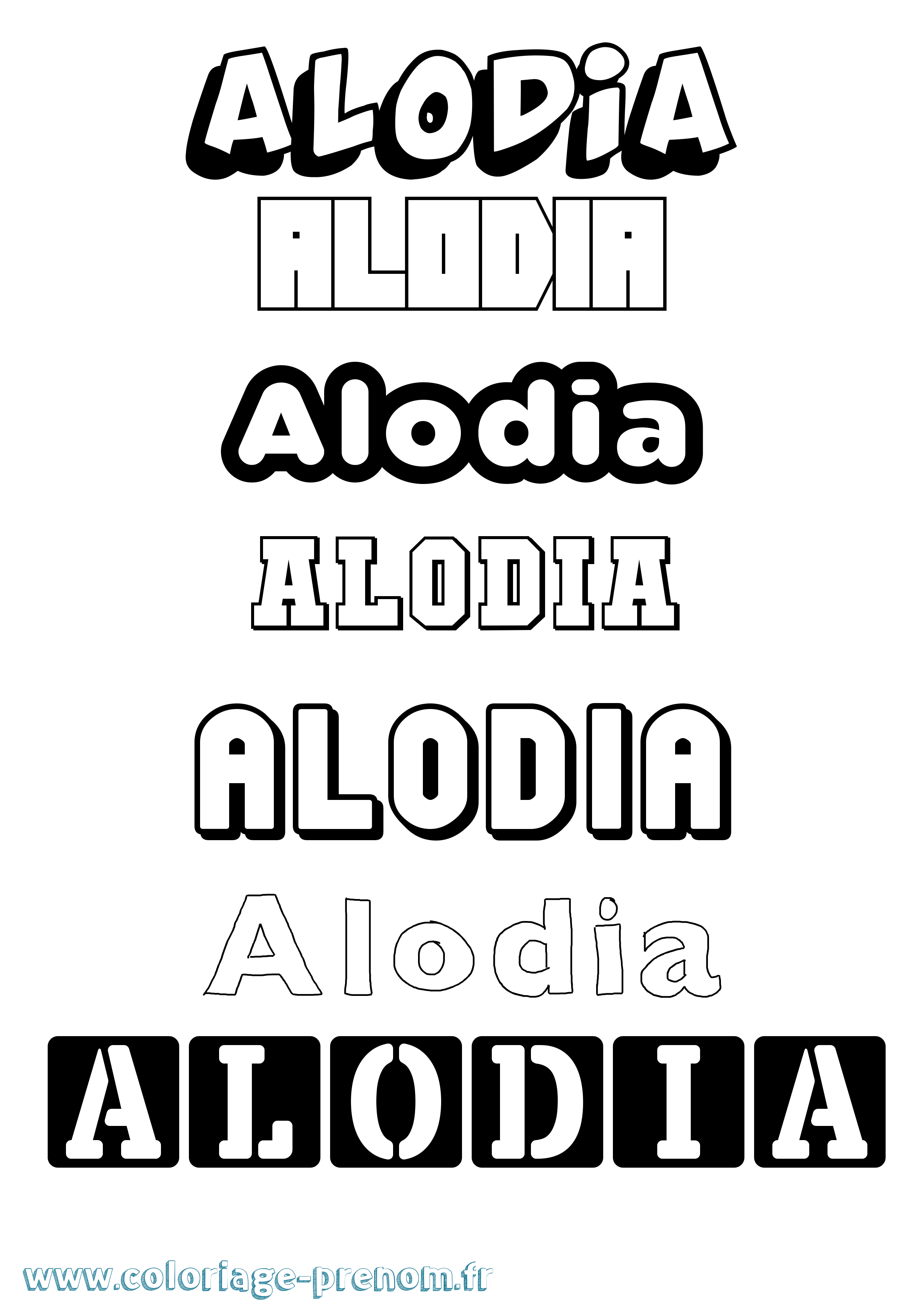 Coloriage prénom Alodia Simple