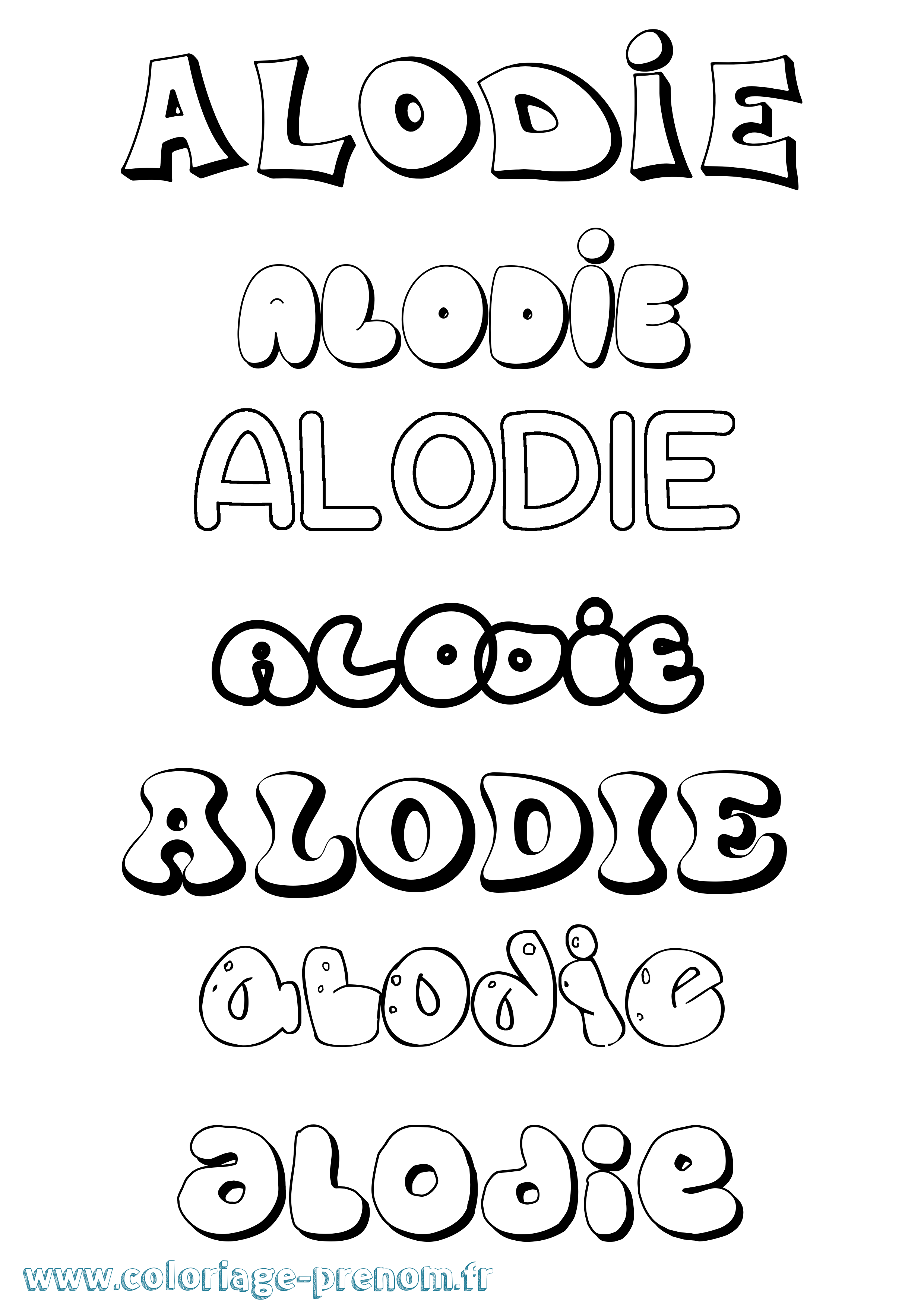 Coloriage prénom Alodie Bubble