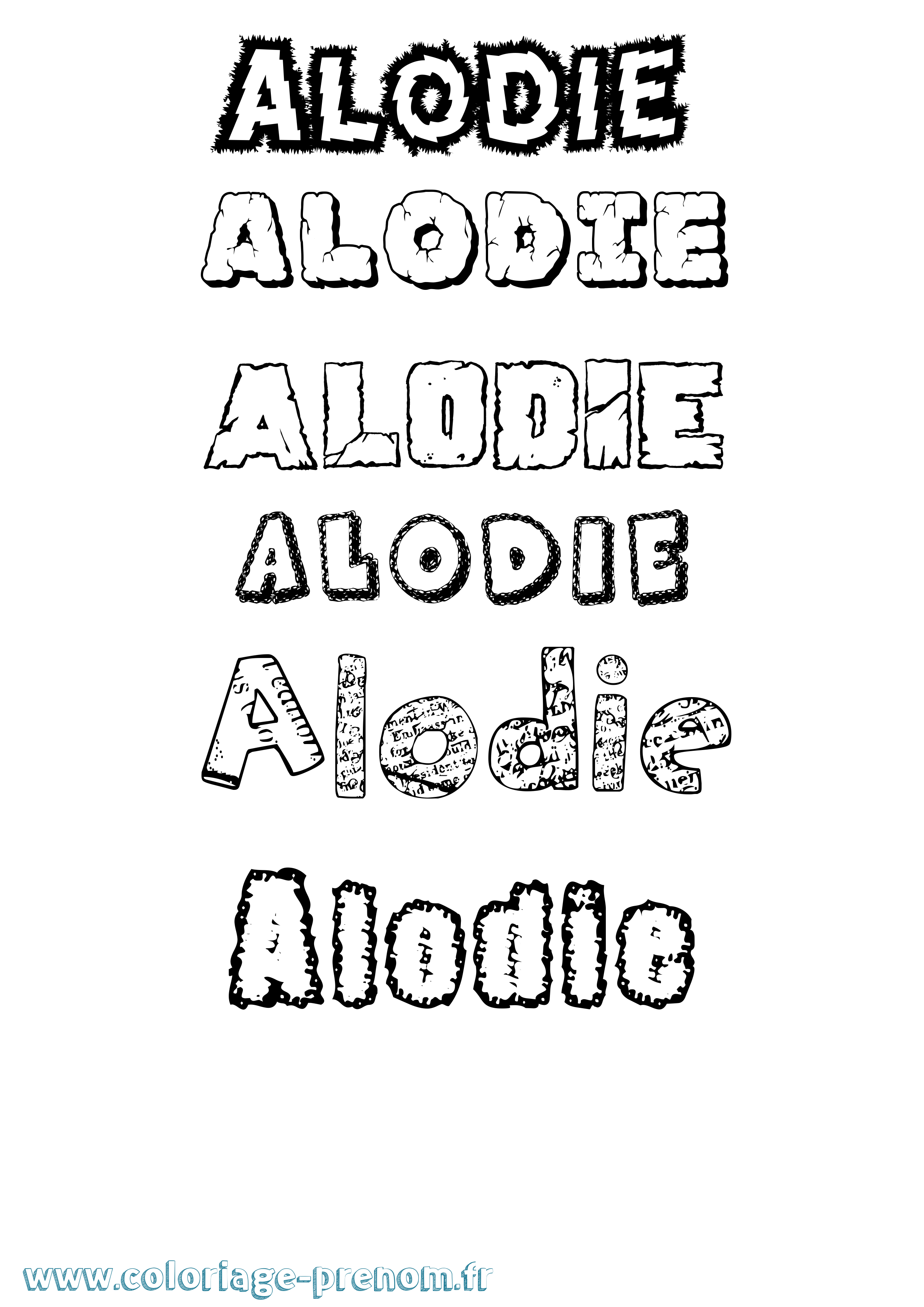Coloriage prénom Alodie Destructuré