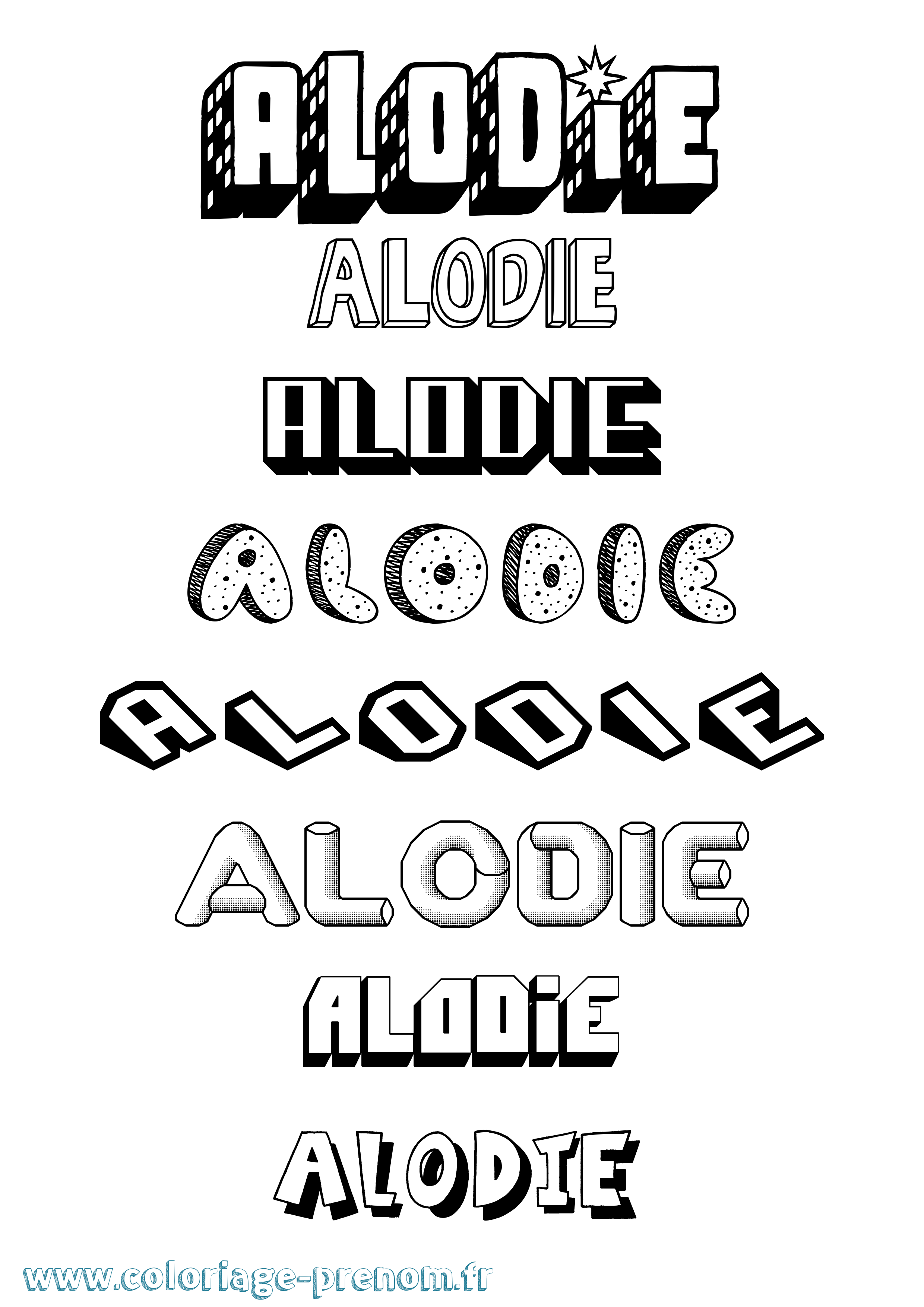 Coloriage prénom Alodie Effet 3D