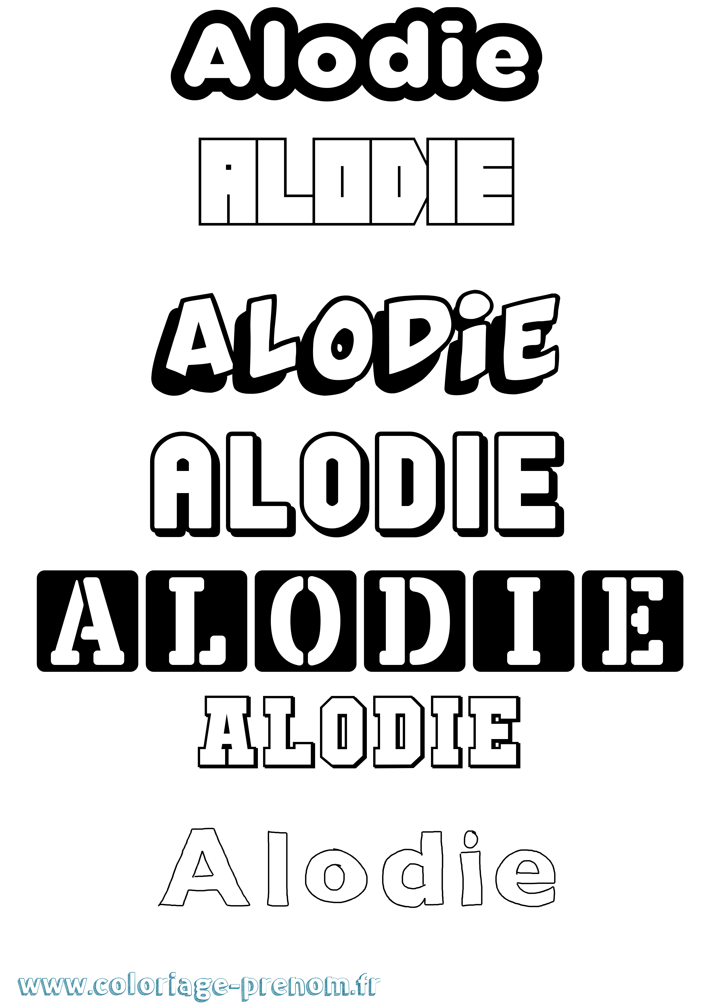 Coloriage prénom Alodie Simple