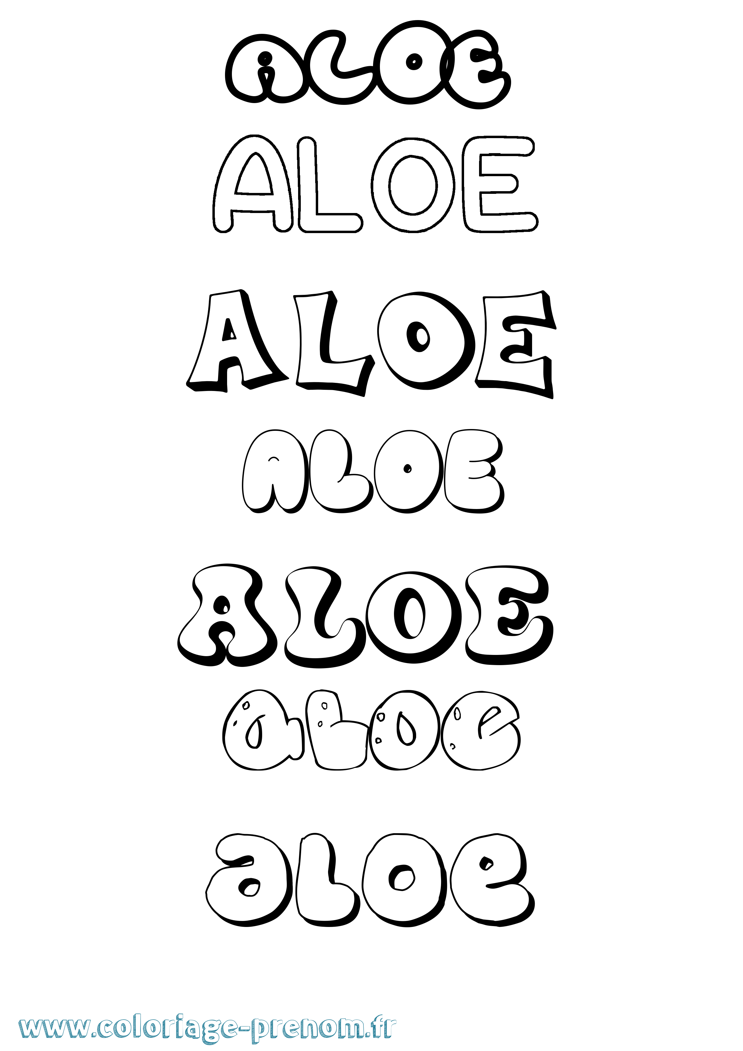 Coloriage Aloe Bubble Coloriage prénom Aloe Bubble