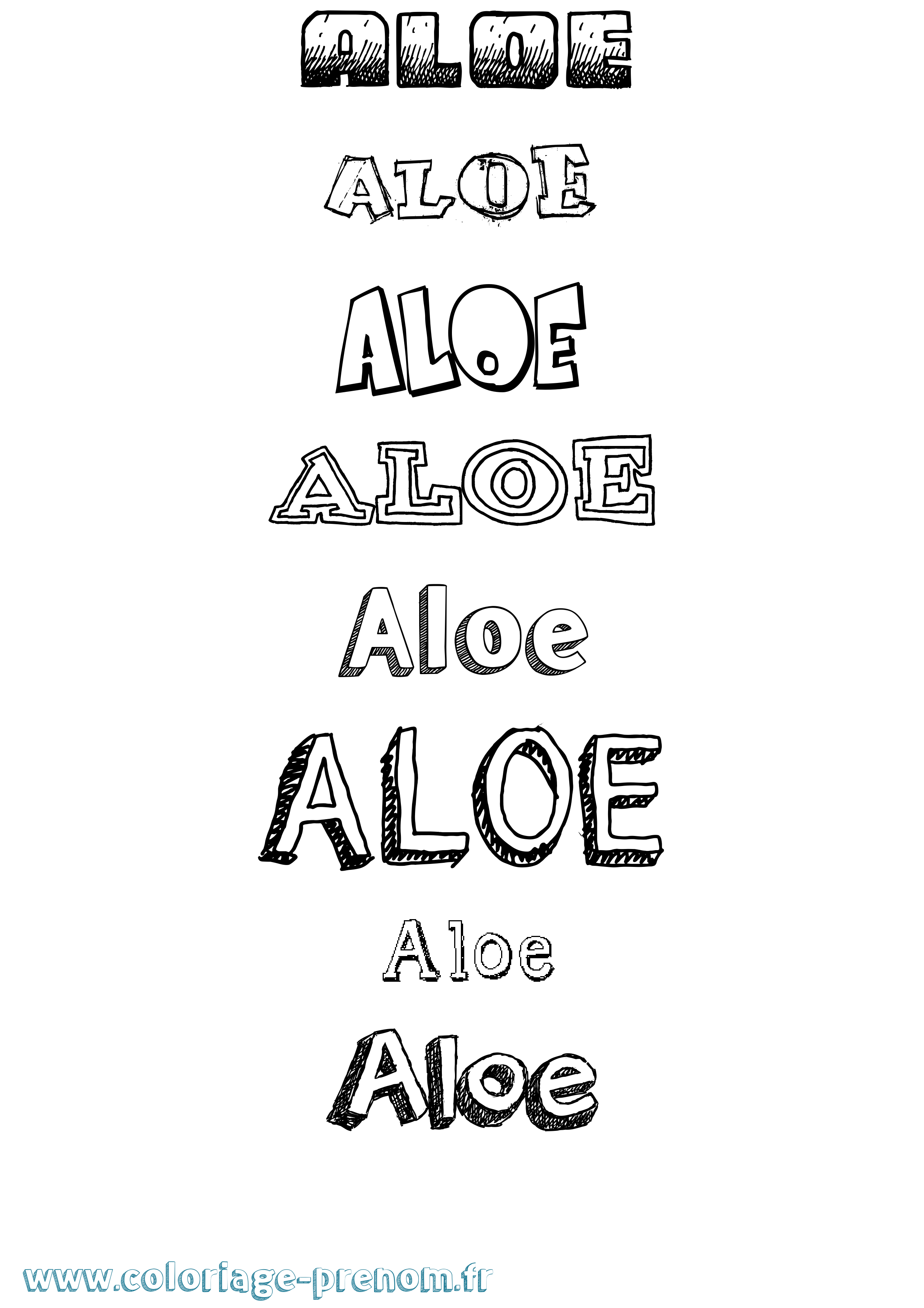Coloriage Aloe Dessiné Coloriage prénom Aloe Dessiné