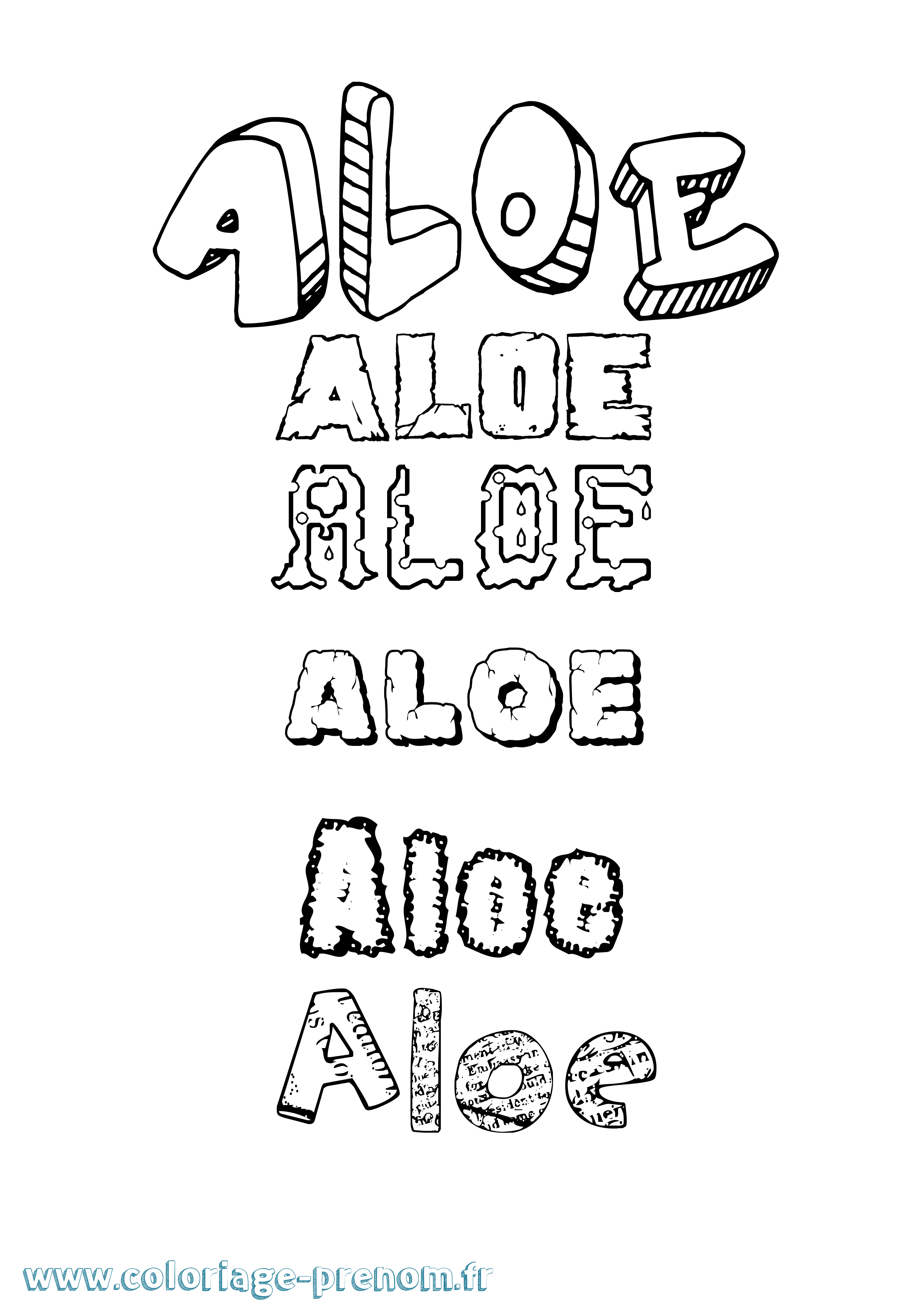 Coloriage Aloe Destructuré Coloriage prénom Aloe Destructuré