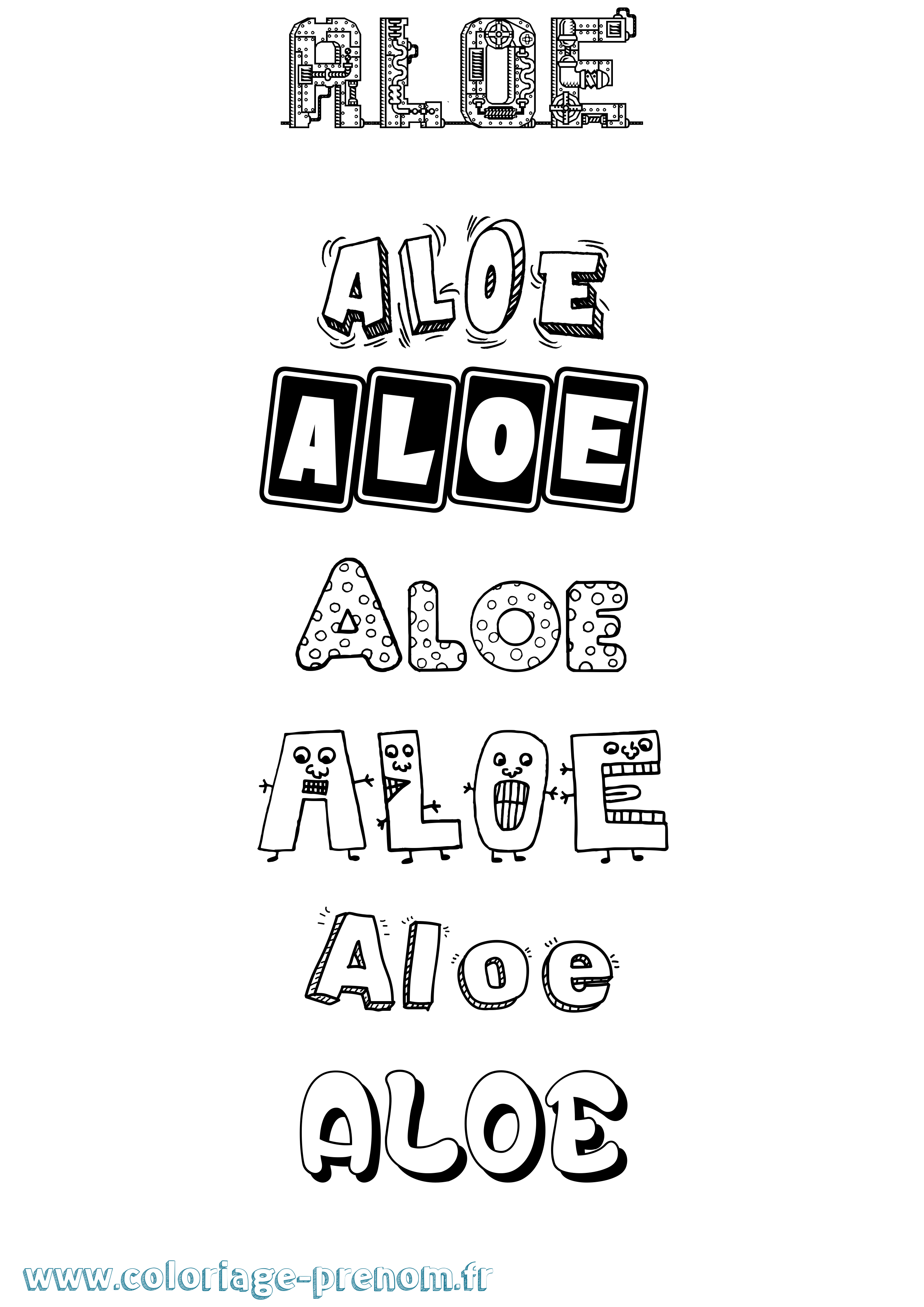 Coloriage Aloe Fun Coloriage prénom Aloe Fun