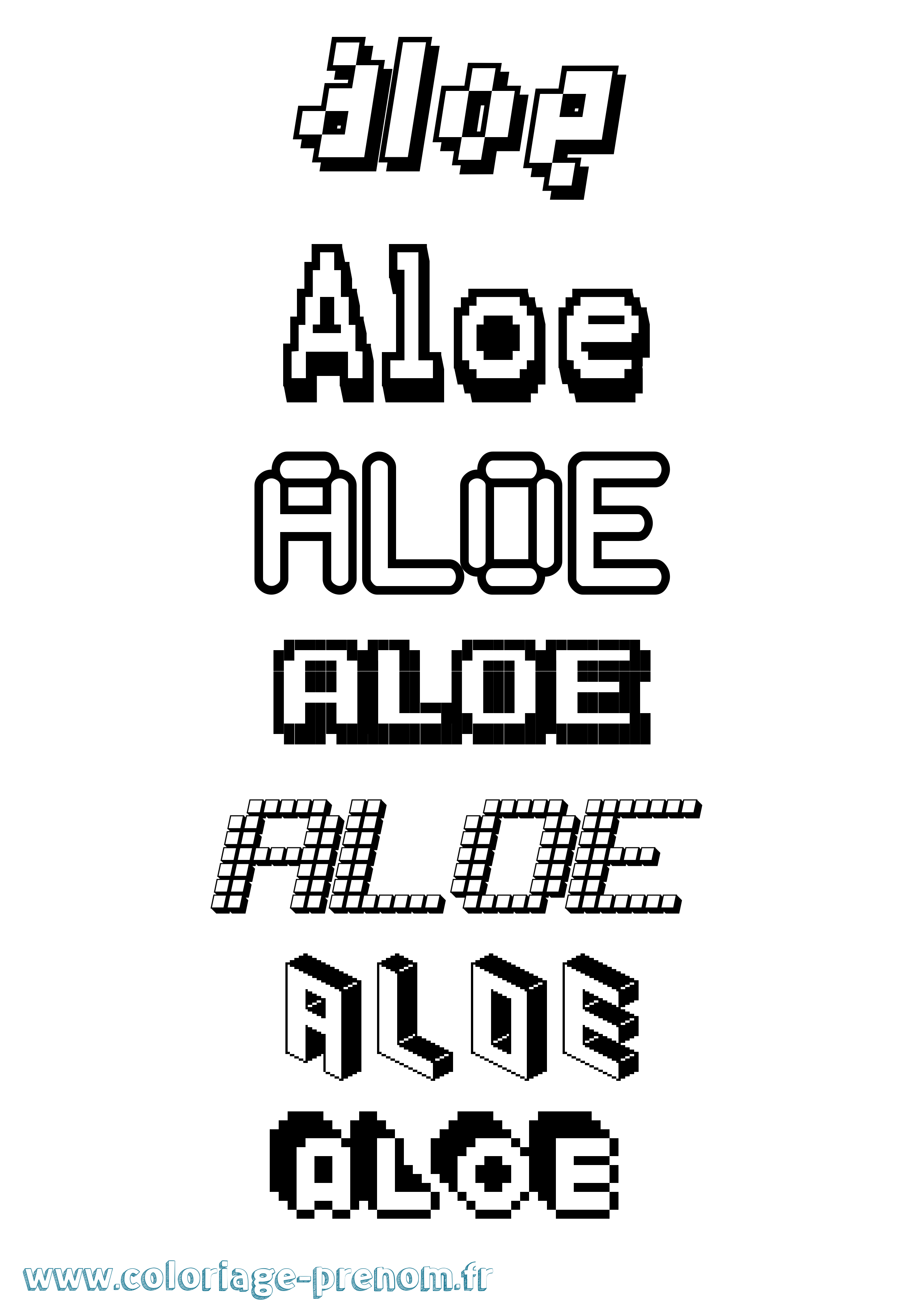 Coloriage Aloe Pixel Coloriage prénom Aloe Pixel