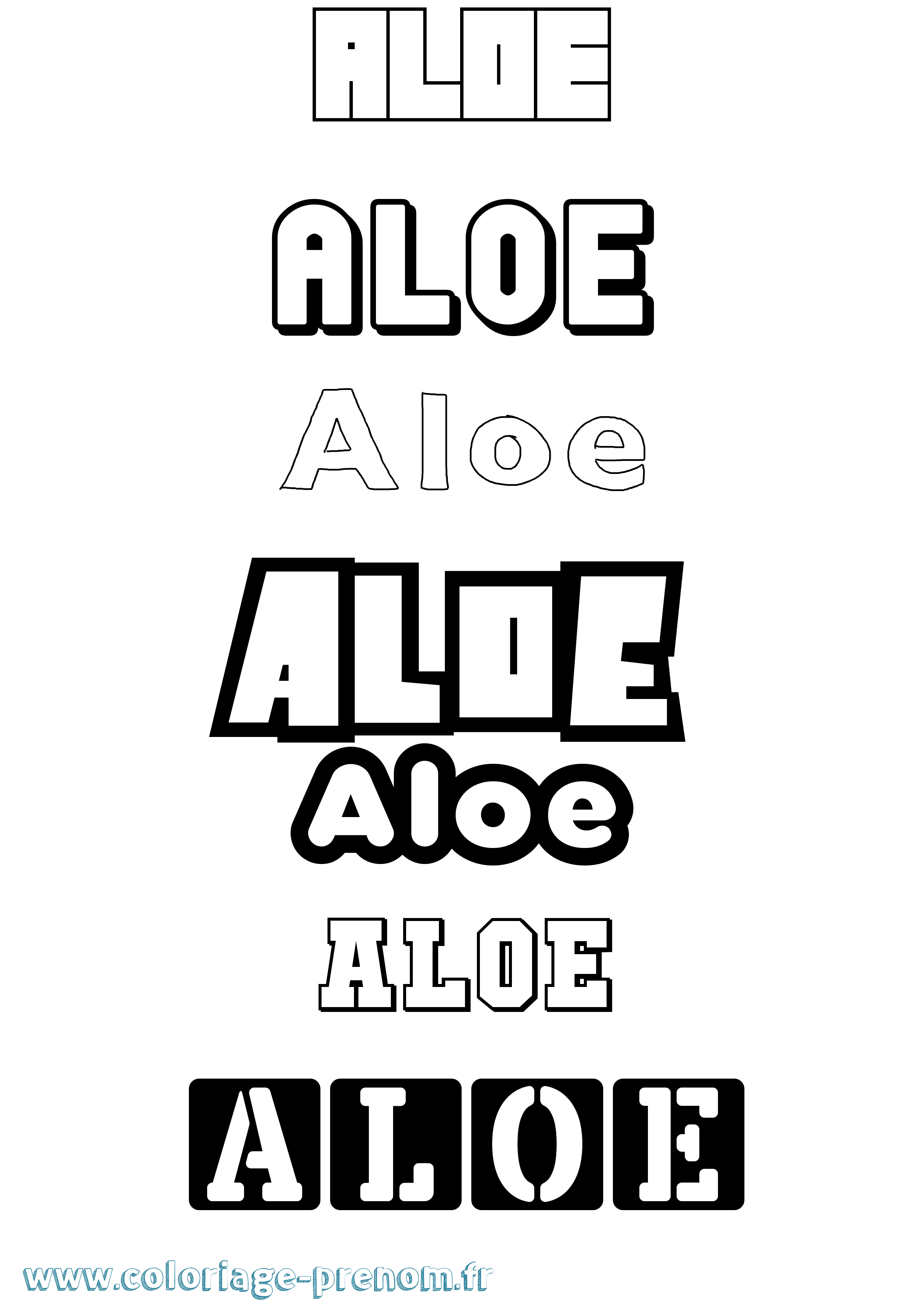 Coloriage Aloe Simple Coloriage prénom Aloe Simple