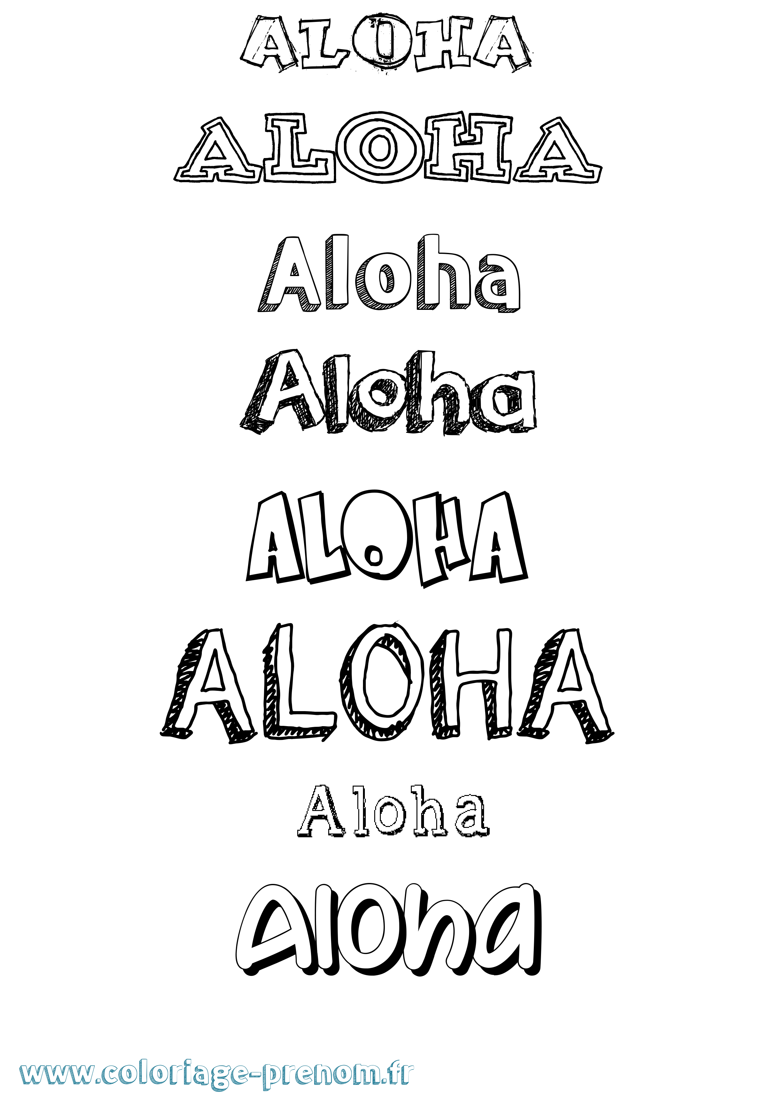 Coloriage prénom Aloha Dessiné