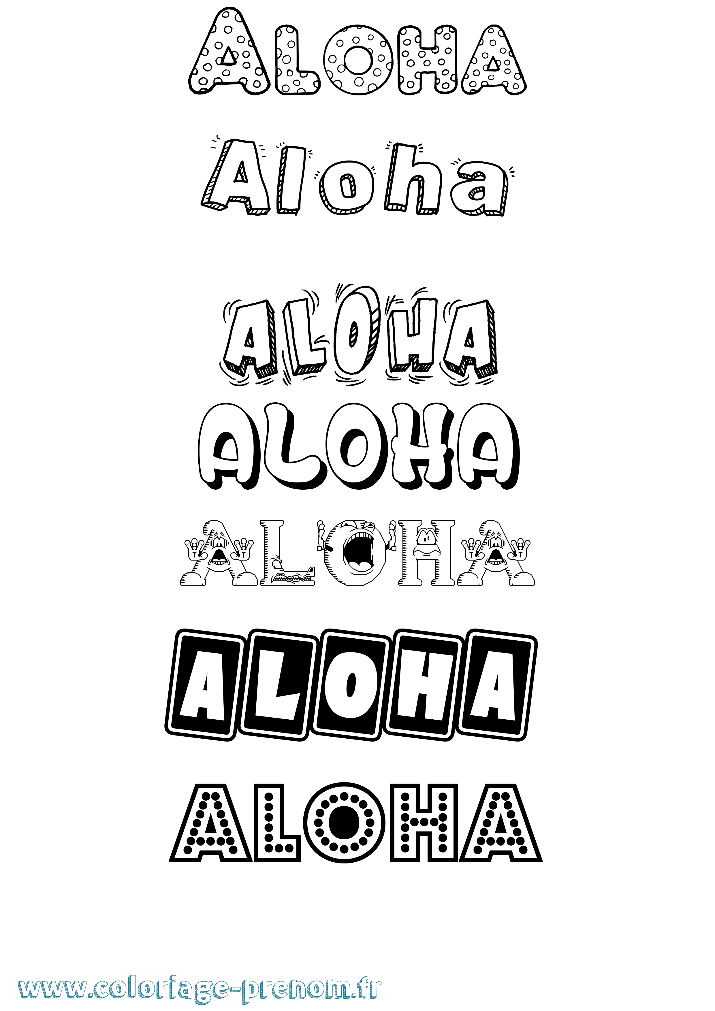 Coloriage prénom Aloha Fun