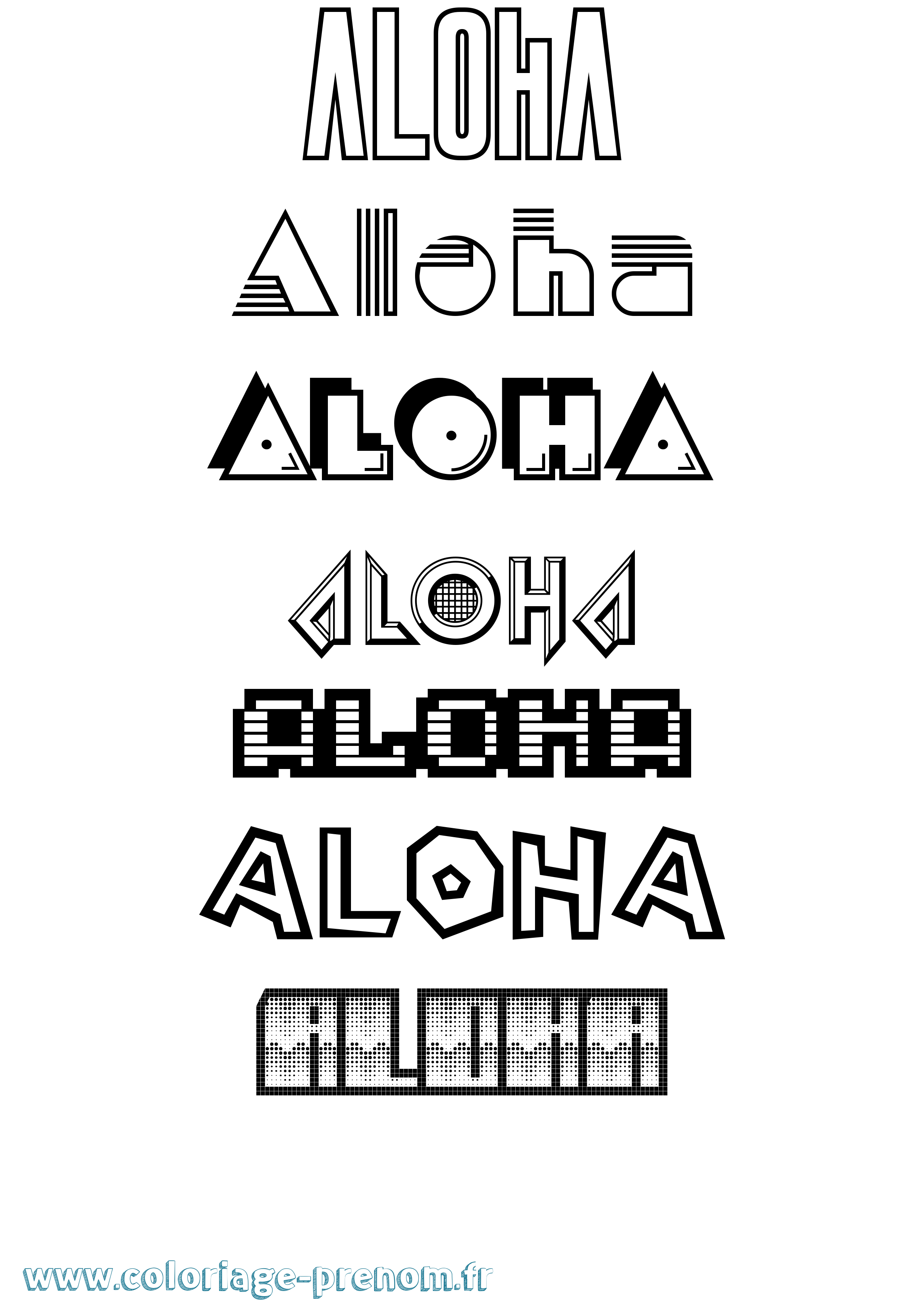 Coloriage prénom Aloha Jeux Vidéos