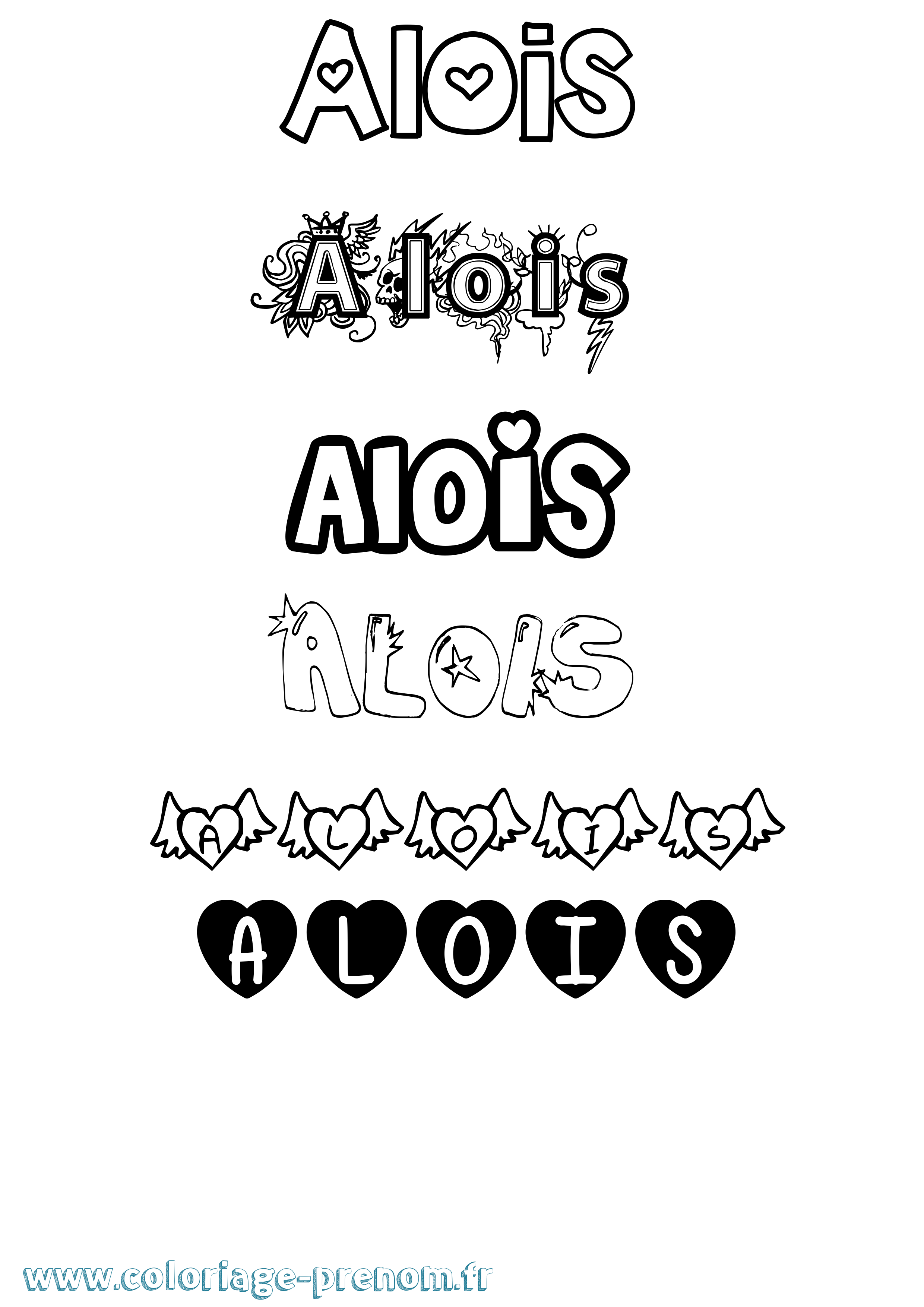 Coloriage Alois Girly Coloriage prénom Alois Girly