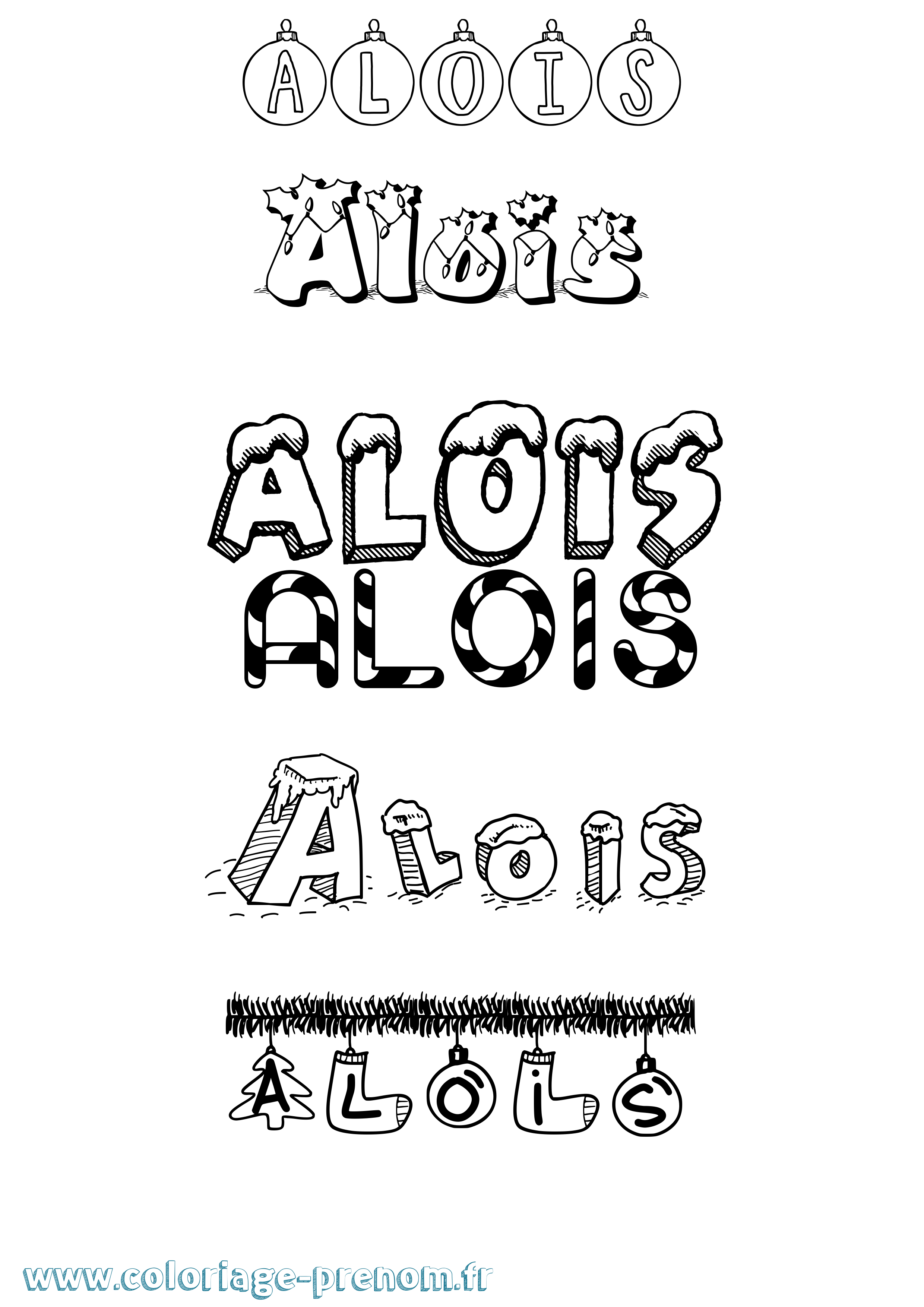 Coloriage prénom Alois Noël