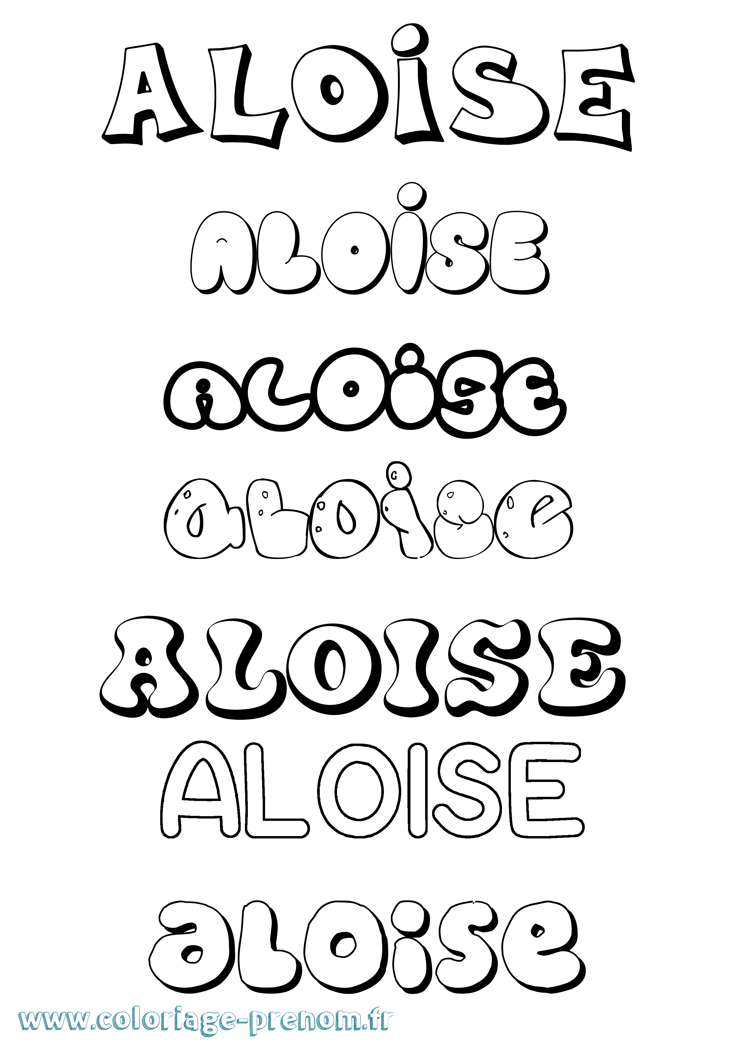 Coloriage Aloise Bubble Coloriage prénom Aloise Bubble